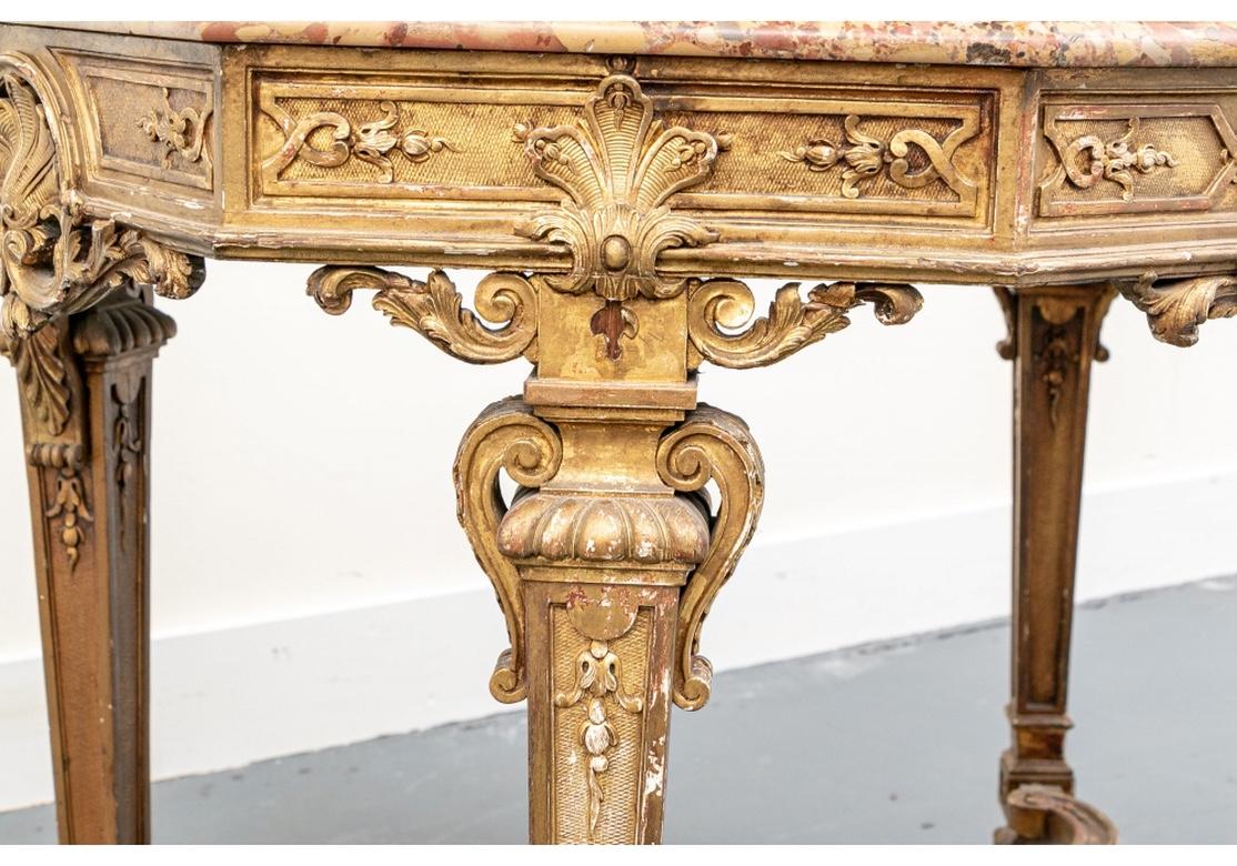 Hand-Carved Very Fine Antique Neoclassical Gilt Marble Top Center Table For Sale