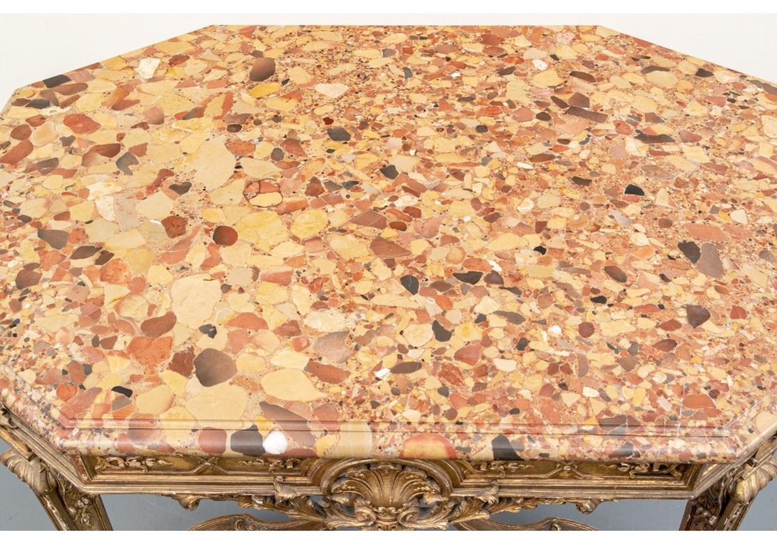 19th Century Very Fine Antique Neoclassical Gilt Marble Top Center Table For Sale