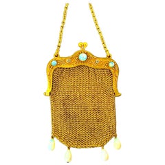 Very Fine Antique Purse 13.5 cts. with fine Australian Opals & Diamonds  1890
