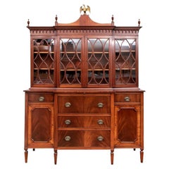 Very Fine Used Secretary Bookcase with Brass Eagle Crest