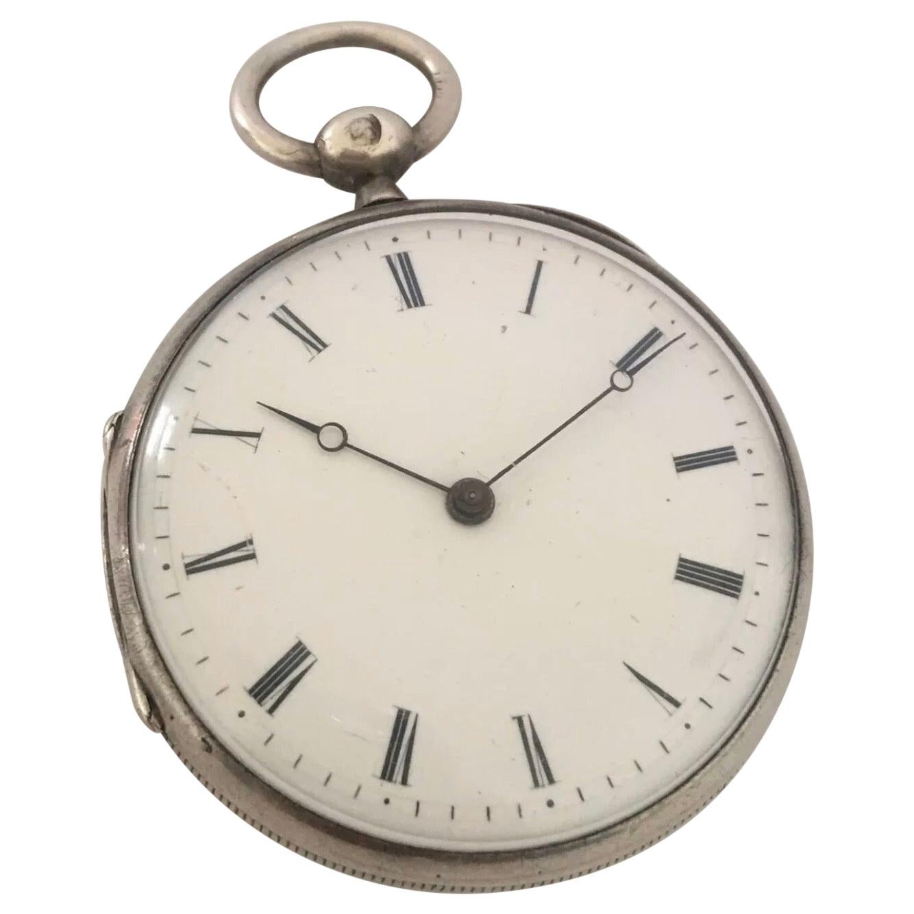 Very Fine Antique Silver Key-Wind Pocket Watch For Sale
