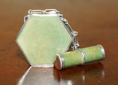 VERY FINE ANTIQUE VICTORIAN SHAGREEN LADiES POWDER COMPACT & LIPSTICK CASE