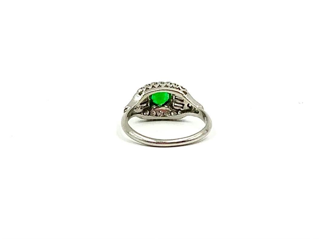Very Fine Art Deco .80TCW Demantoid Garnet Diamond Platinum Engagement Ring For Sale 1