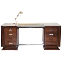 Très beau bureau Art Déco en bois de feuillus acheté à la Galerie Jacques Lacoste, Paris
