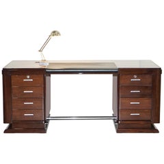 Very Fine Art Deco Hardwood Desk Bought from Galerie Jacques Lacoste, Paris