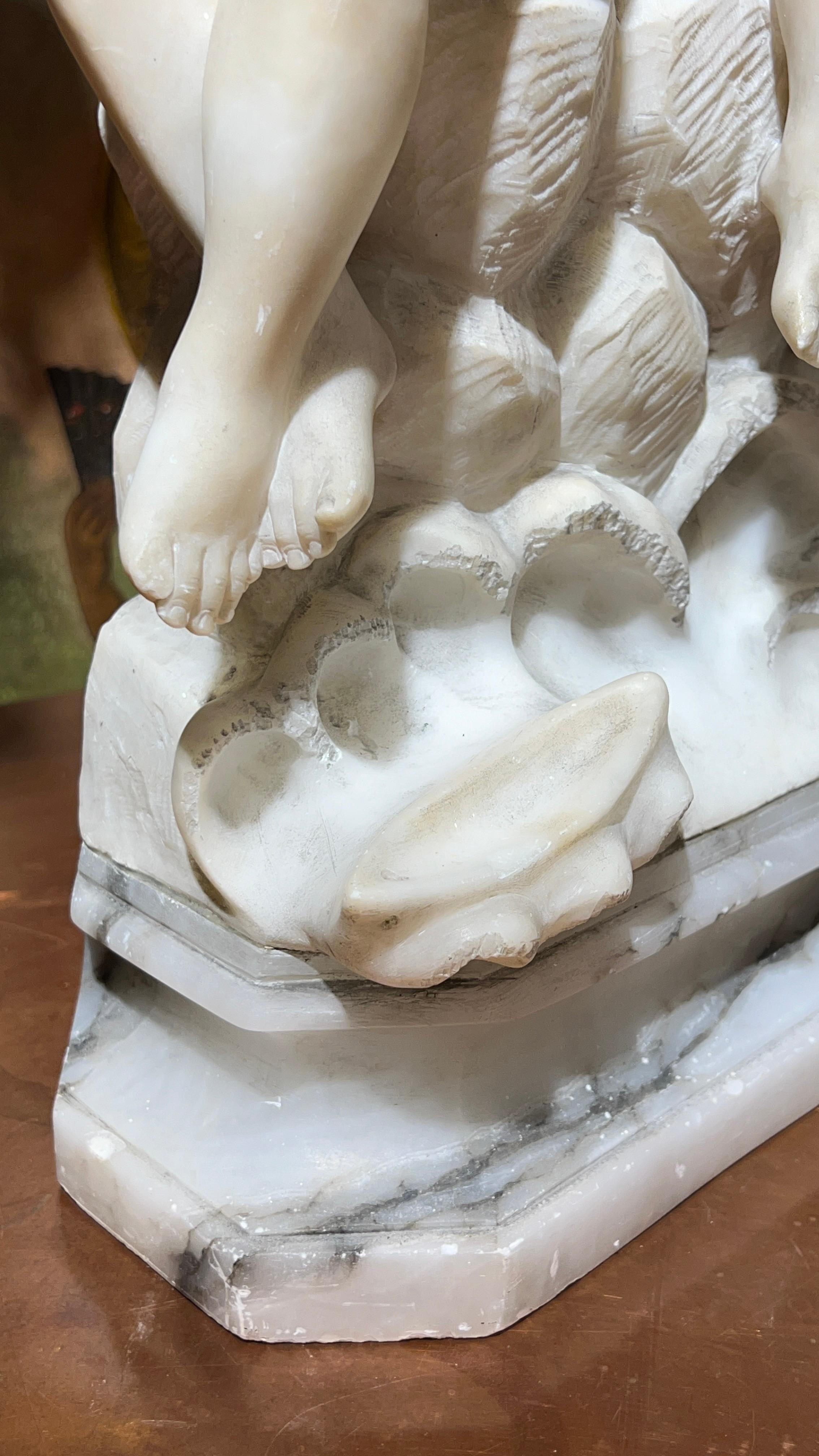 Très belle art déco  Lampe figurative italienne sculptée en albâtre de Gaspar Mascagni en vente 6
