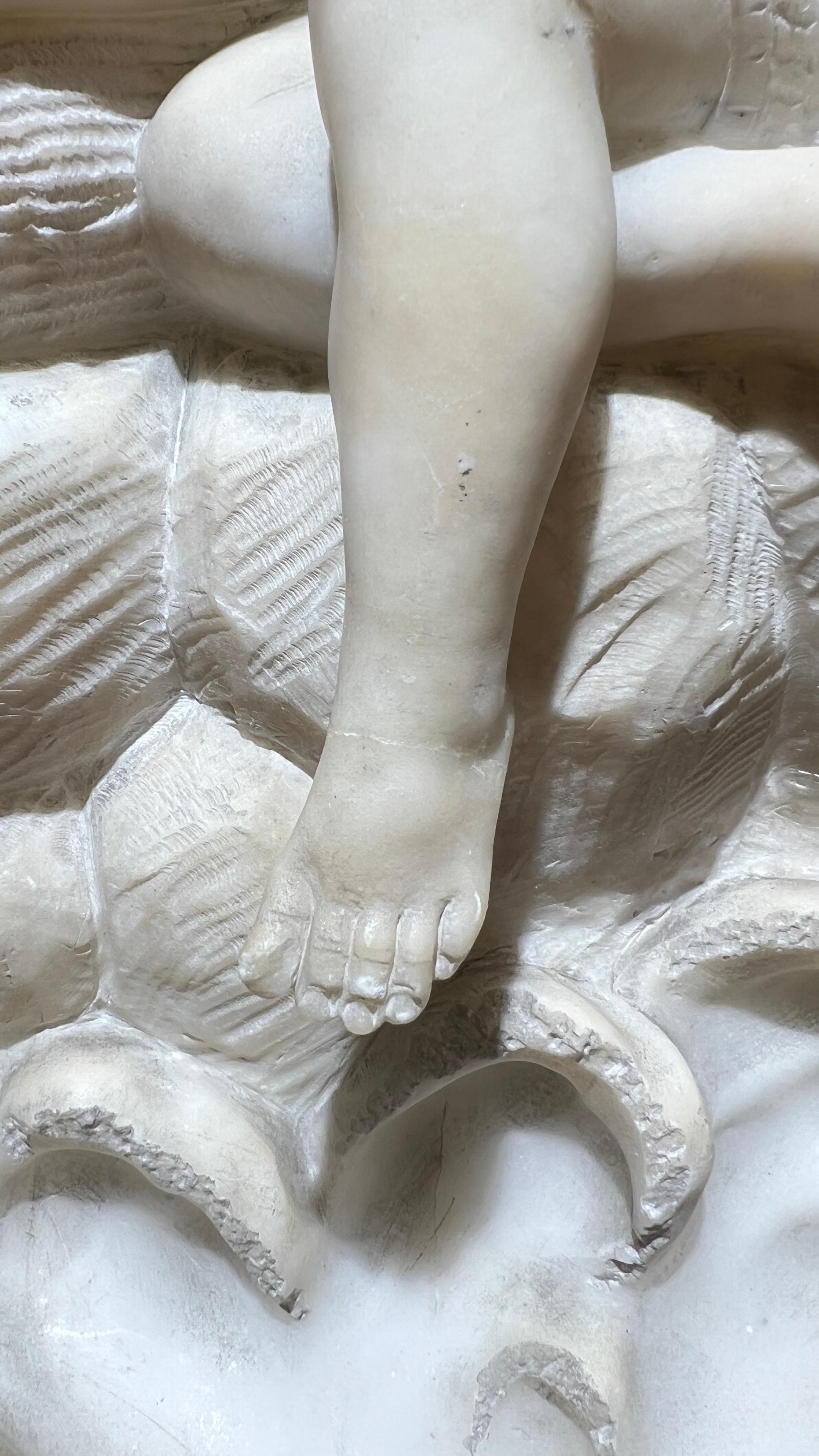 Très belle art déco  Lampe figurative italienne sculptée en albâtre de Gaspar Mascagni en vente 11