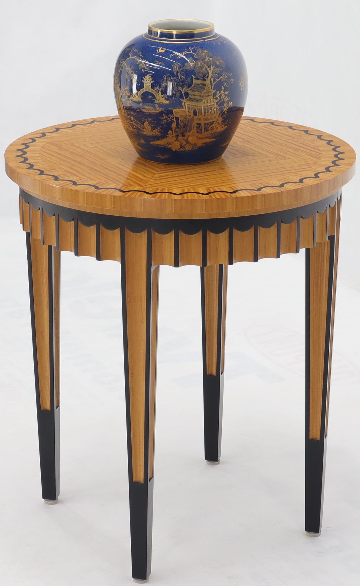 20th Century Very Fine Artist Signed Pedestal Shape Stand Side Table Gueridon Scallop Edge For Sale