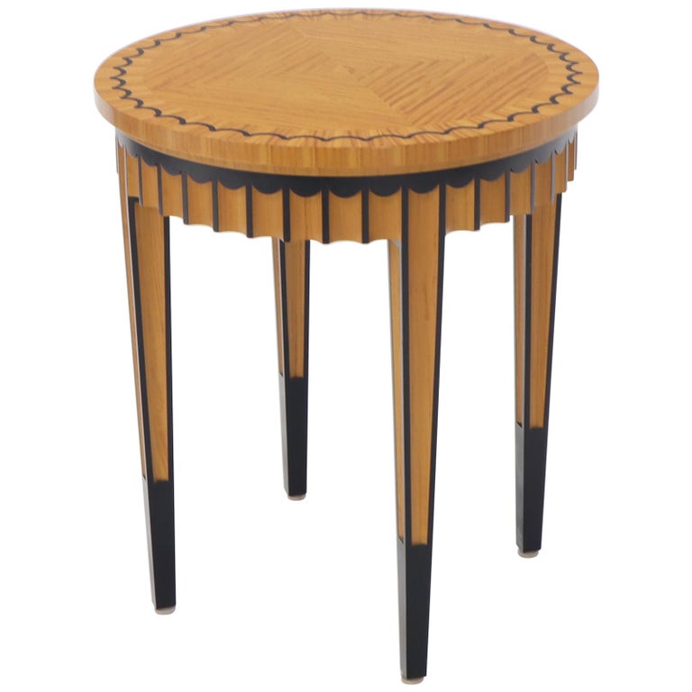 Very Fine Artist Signed Pedestal Shape Stand Side Table Gueridon Scallop Edge For Sale At 1stdibs