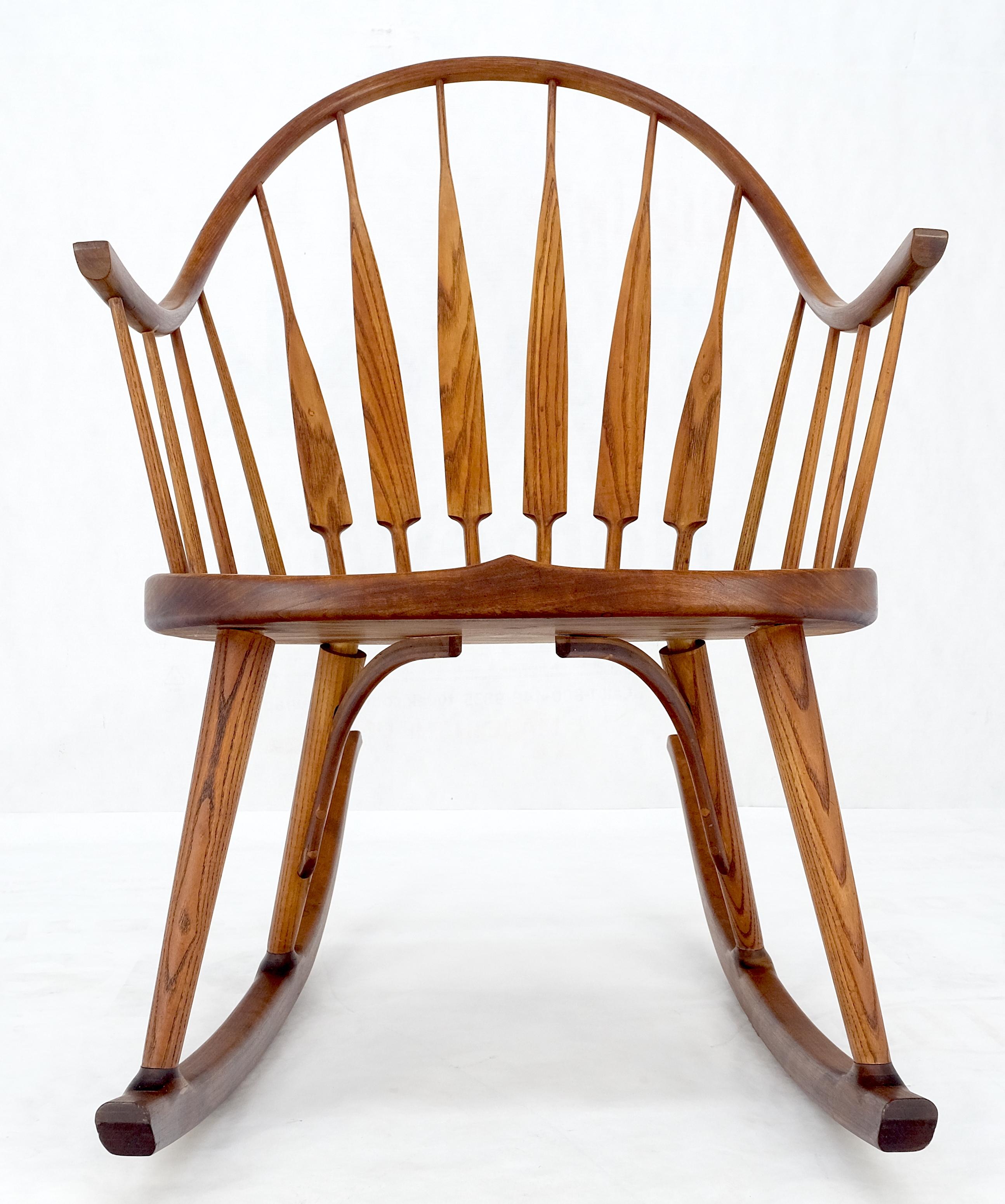 Very Fine Artist Signed Studio Made Solid Chestnut Rocking Chair Peg Joint Mint  For Sale 3