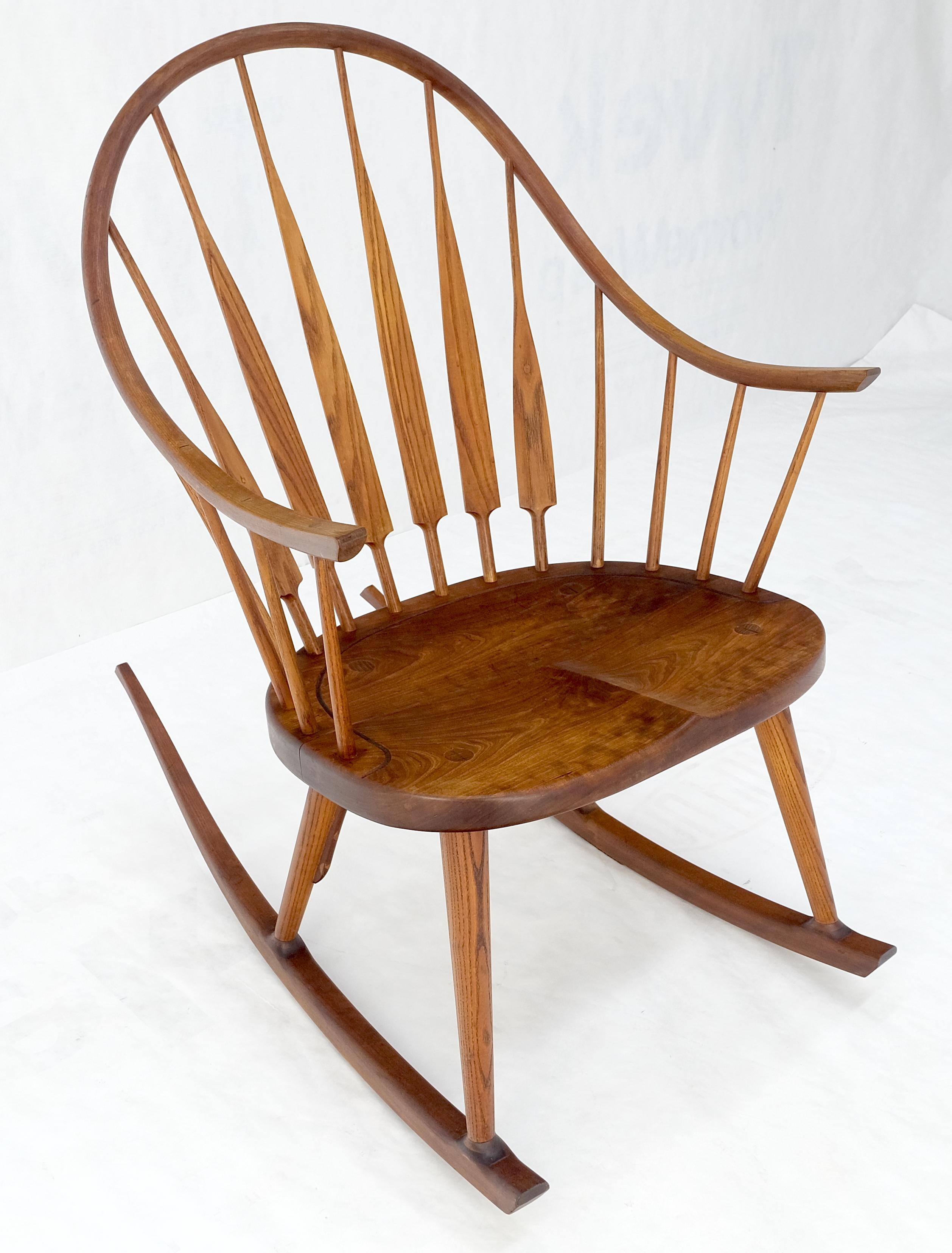 Very Fine Artist Signed Studio Made Solid Chestnut Rocking Chair Peg Joint Mint  For Sale 6