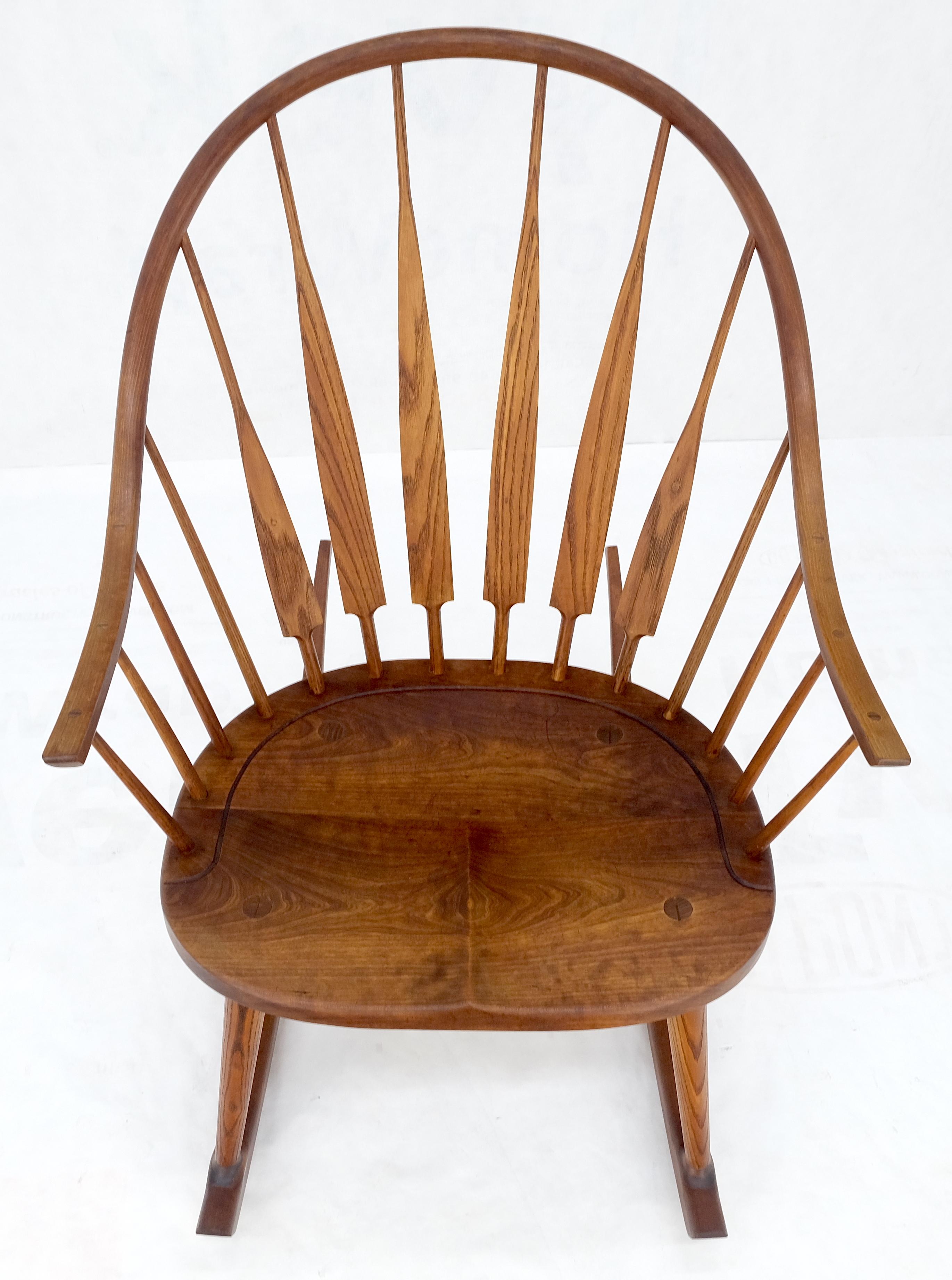 Very Fine Artist Signed Studio Made Solid Chestnut Rocking Chair Peg Joint Mint  For Sale 1