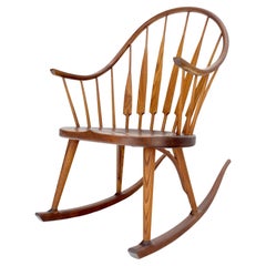 Very Fine Artist Signed Studio Made Solid Chestnut Rocking Chair Peg Joint Mint