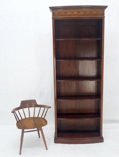 Very Fine Bow Front Inlaid Mahogany 87" Tall Bookcase Shelfs Etagere MINT!