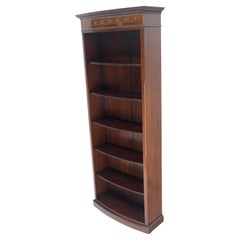 Very Fine Bow Front Inlaid Mahogany 87" Tall Bookcase Shelfs Etagere MINT!