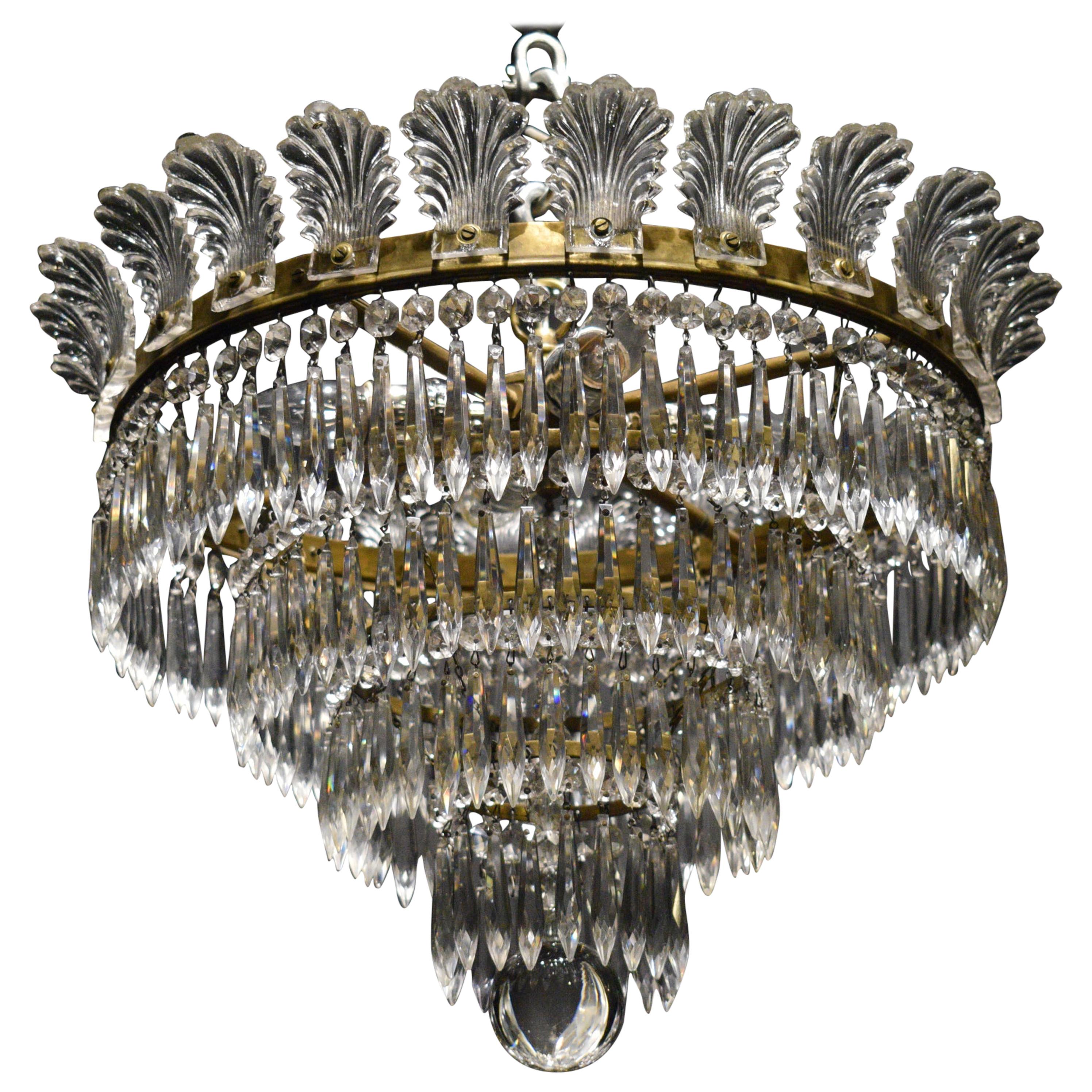 Very Fine Bronze and Crystal Pendant by Baccarat
