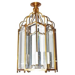 Very Fine Bronze Lantern with Beveled Glass Panels