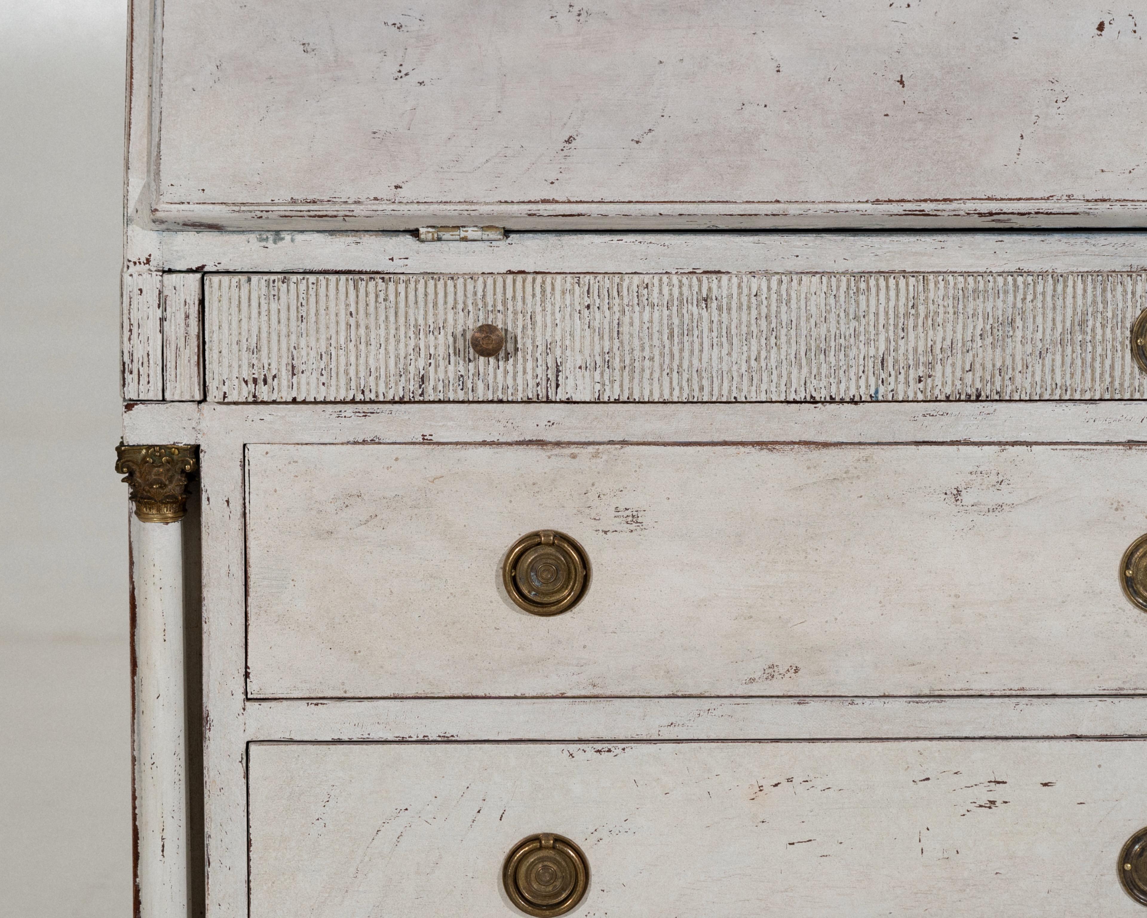 Wood Very fine bureau with carvings, 19th C. For Sale