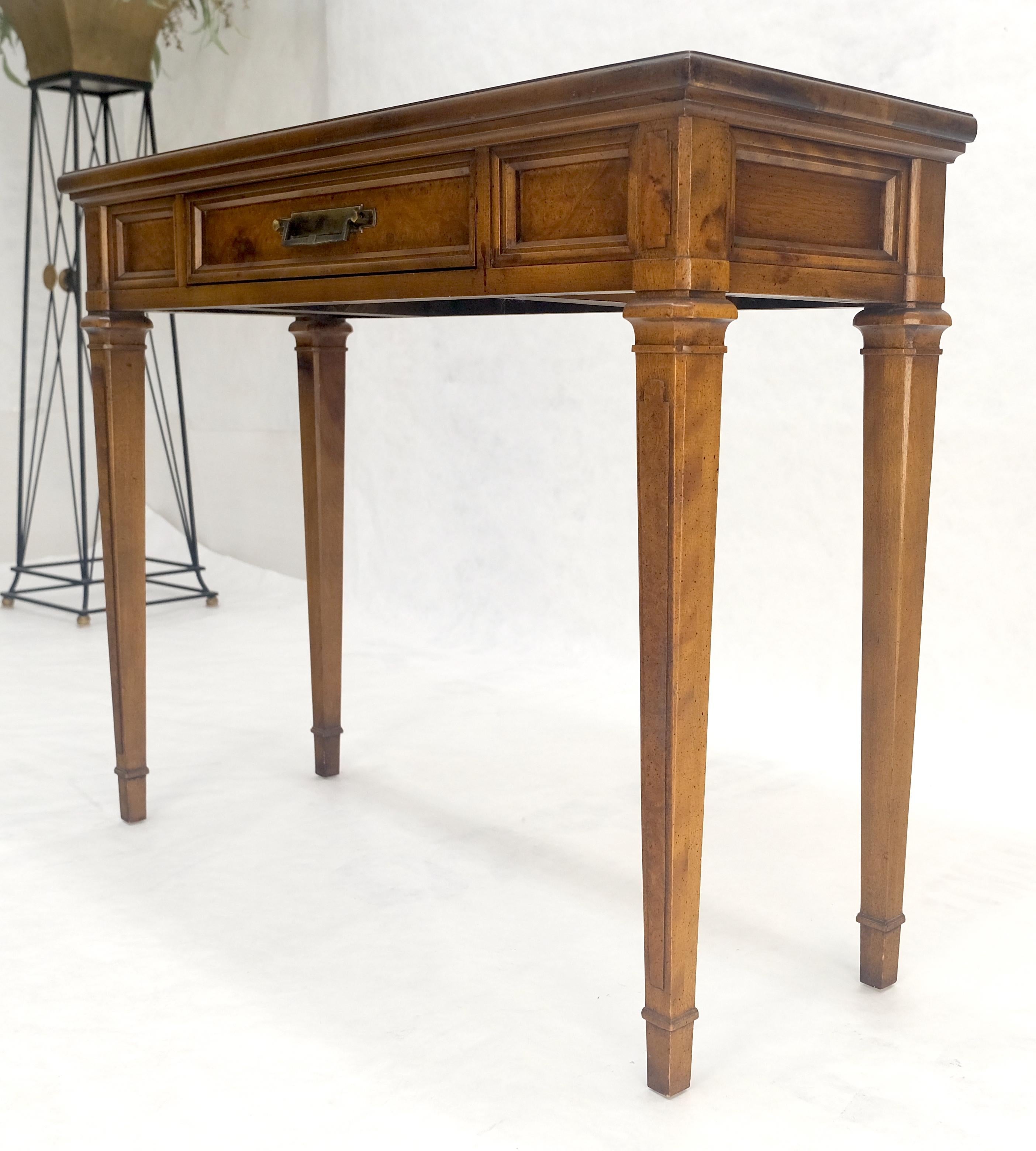 Very Fine Burl Wood  Compact One Drawer Tapered Legs 36