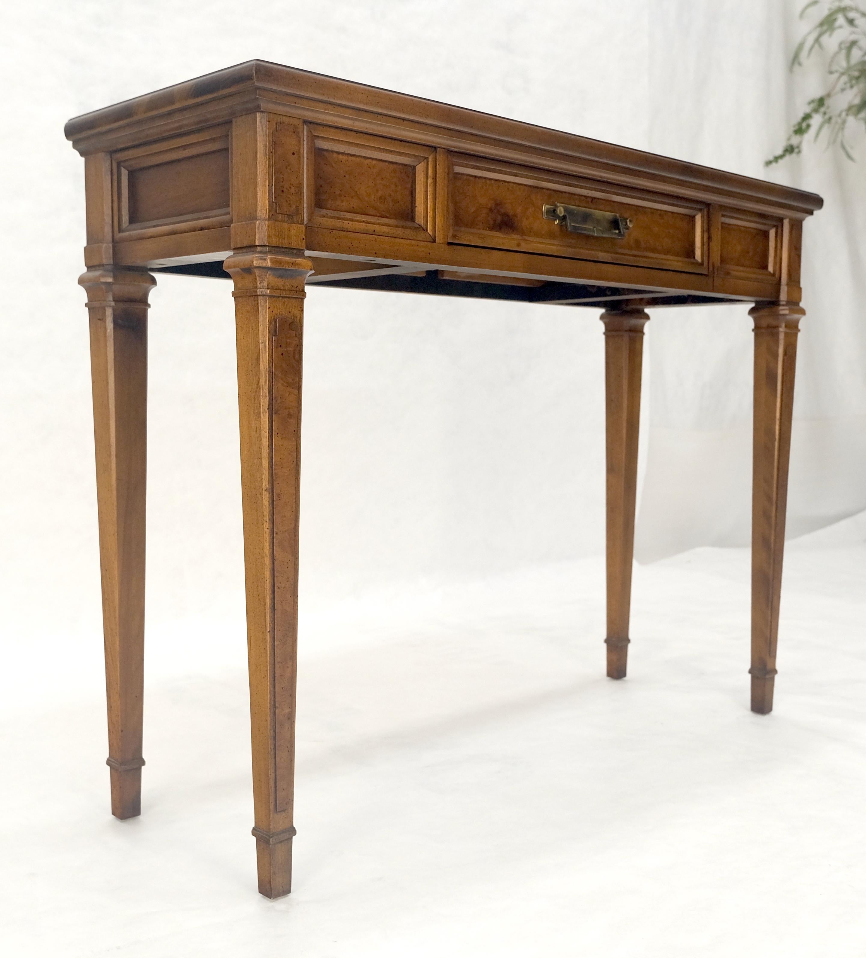 Very Fine Burl Wood  Compact One Drawer Tapered Legs 36