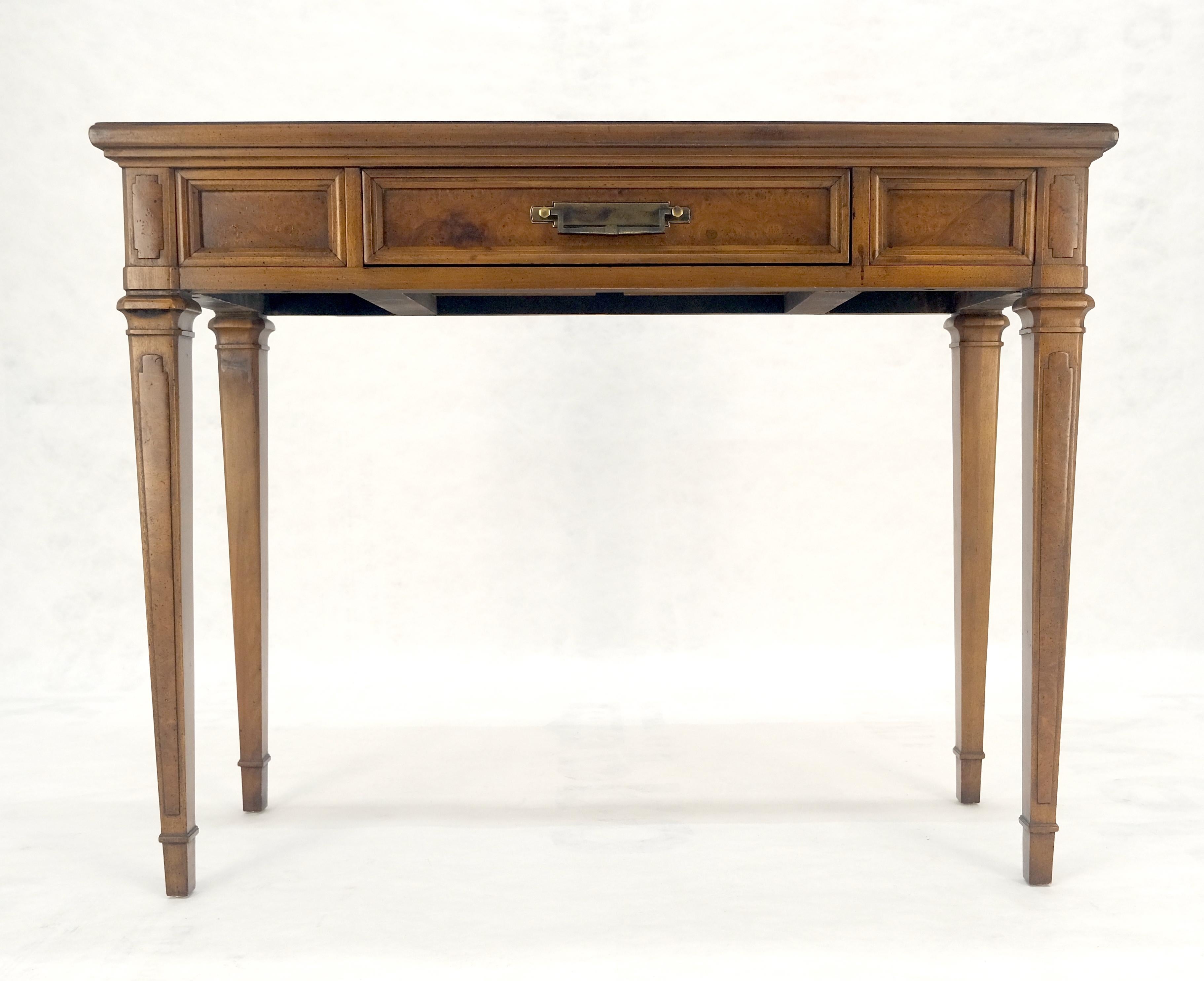 Very Fine Burl Wood  Compact One Drawer Tapered Legs 36