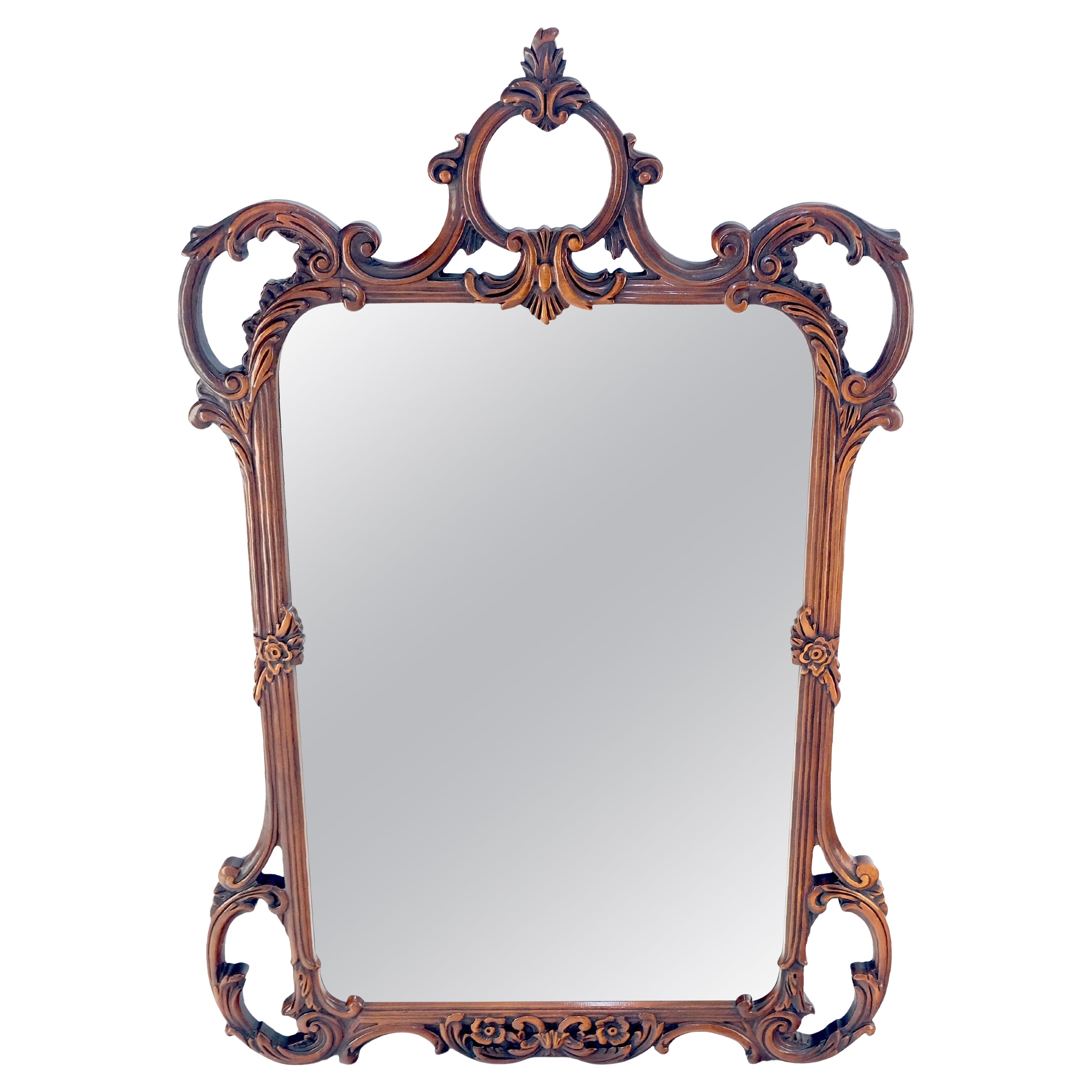 Very Fine c1940s Pierced Carved Mahogany Chippendale Style Wall Mirror MINT