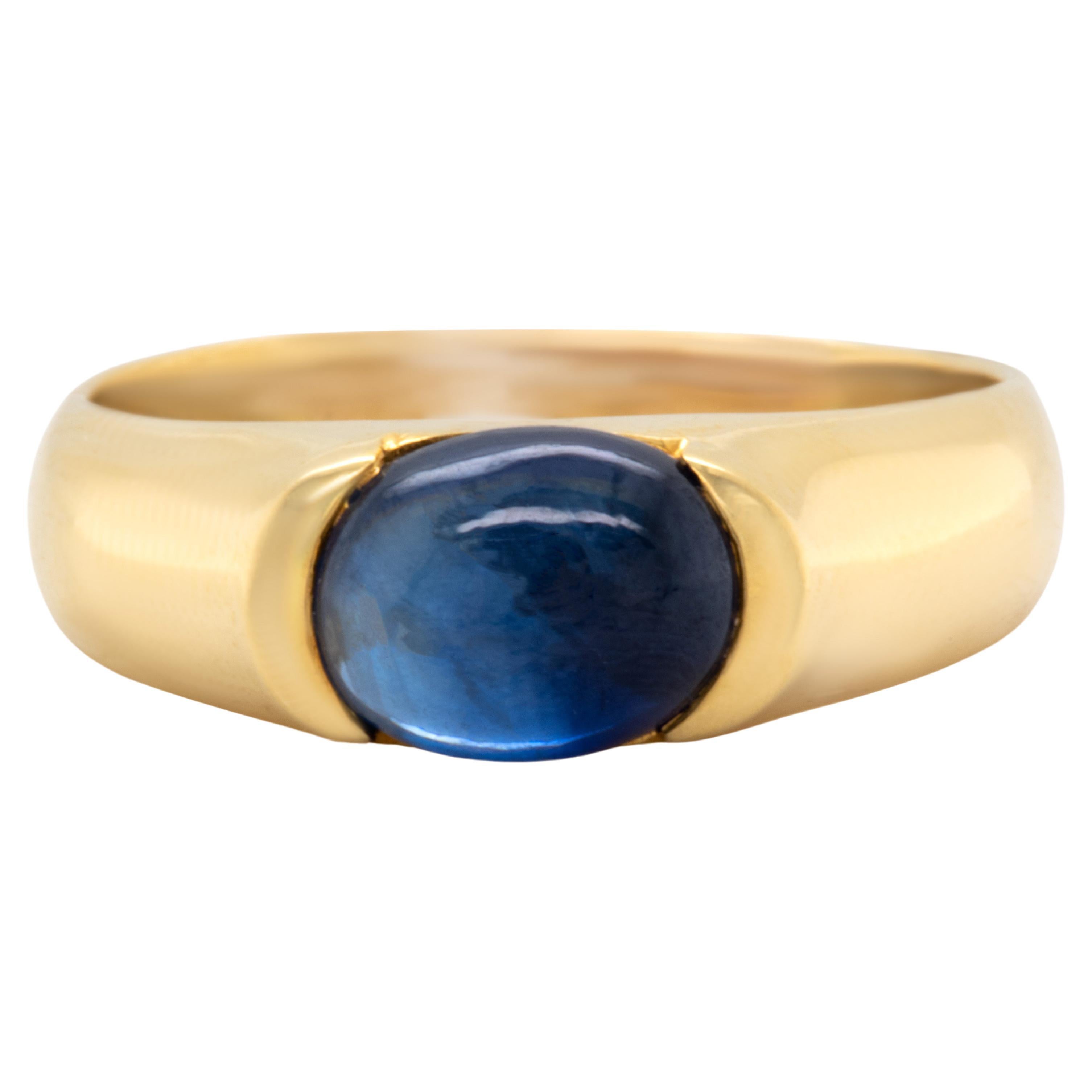 Very Fine Cabochon Sapphire Ring 1.20 Carats 18K Yellow Gold For Sale