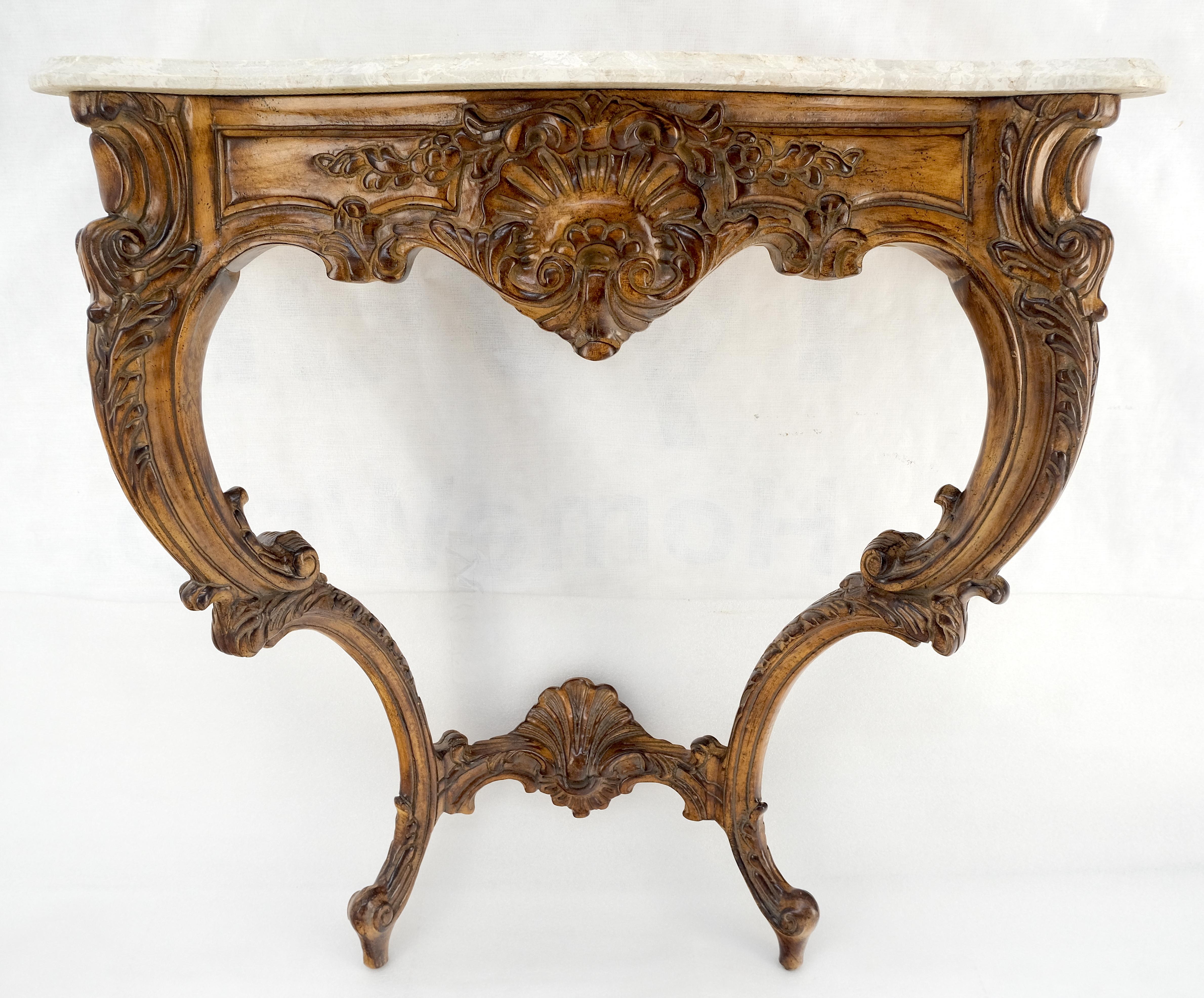 Very Fine Carved Beige Marble Top Italian Console Hall Table MINT! For Sale 8