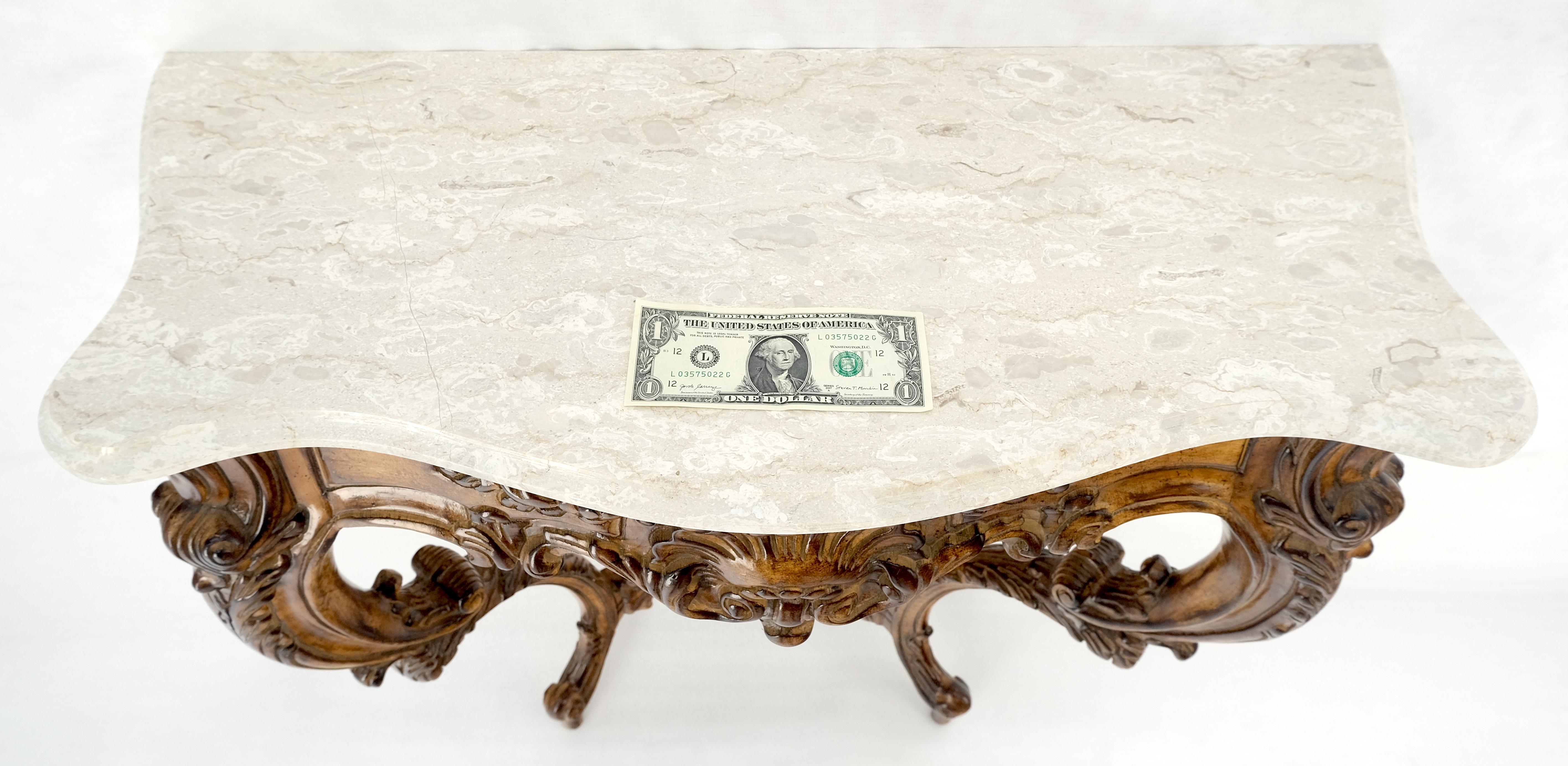 Very Fine Carved Beige Marble Top Italian Console Hall Table MINT! For Sale 9