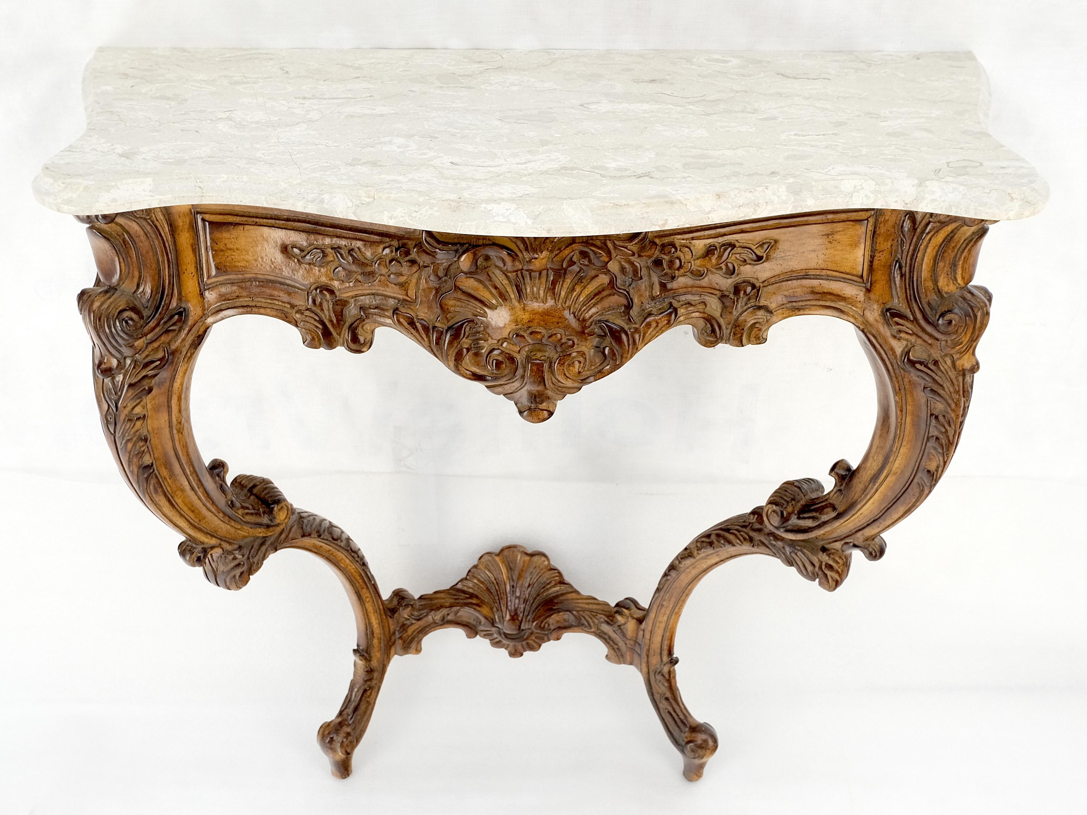 20th Century Very Fine Carved Beige Marble Top Italian Console Hall Table MINT! For Sale