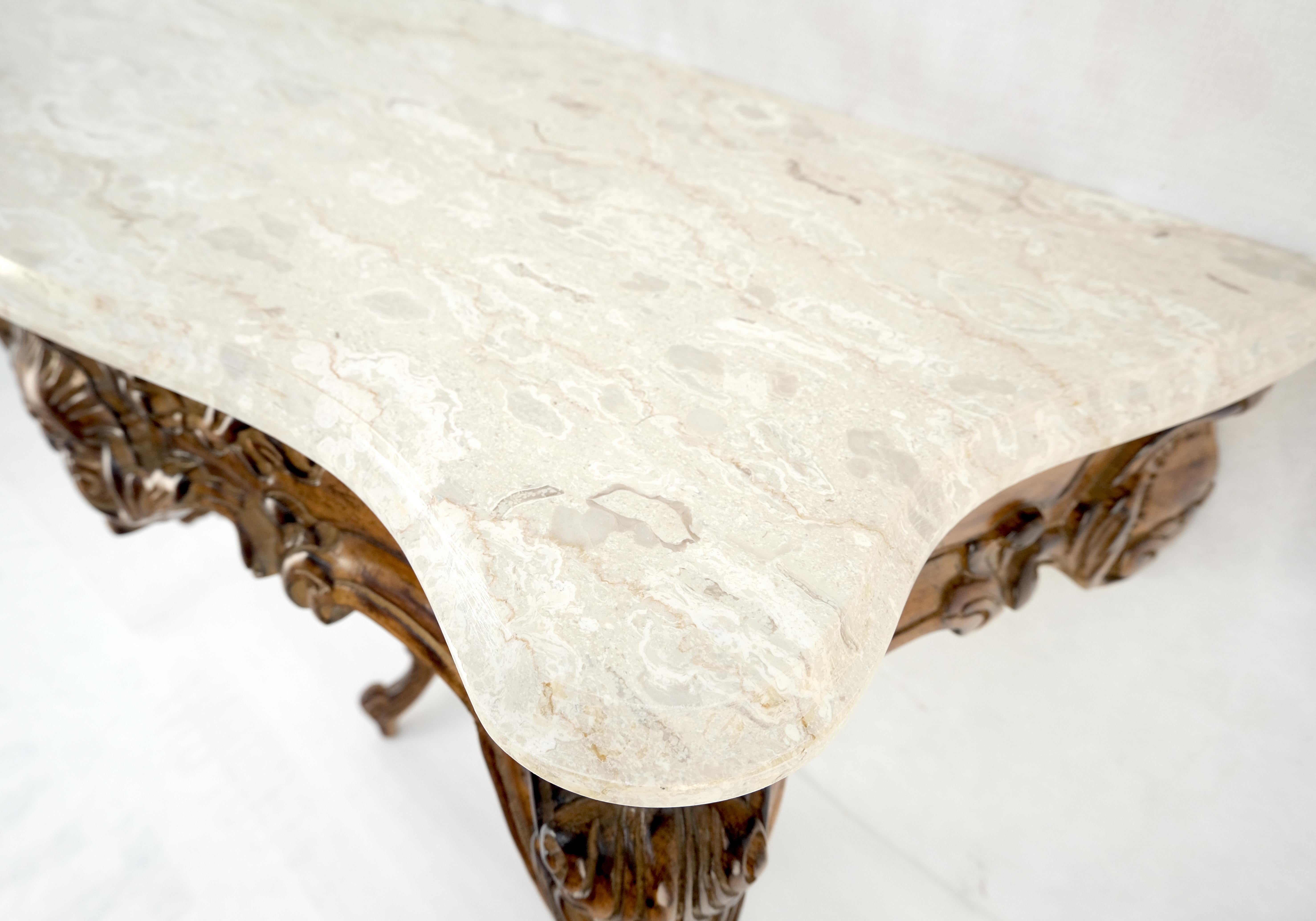 Very Fine Carved Beige Marble Top Italian Console Hall Table MINT! For Sale 1