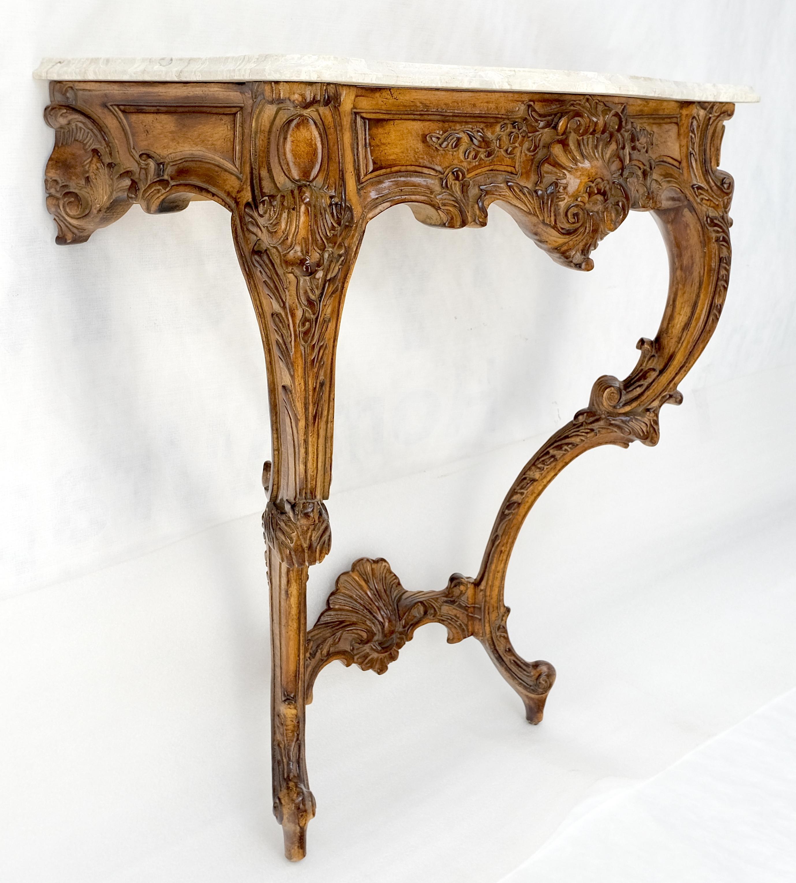Very Fine Carved Beige Marble Top Italian Console Hall Table MINT! For Sale 2