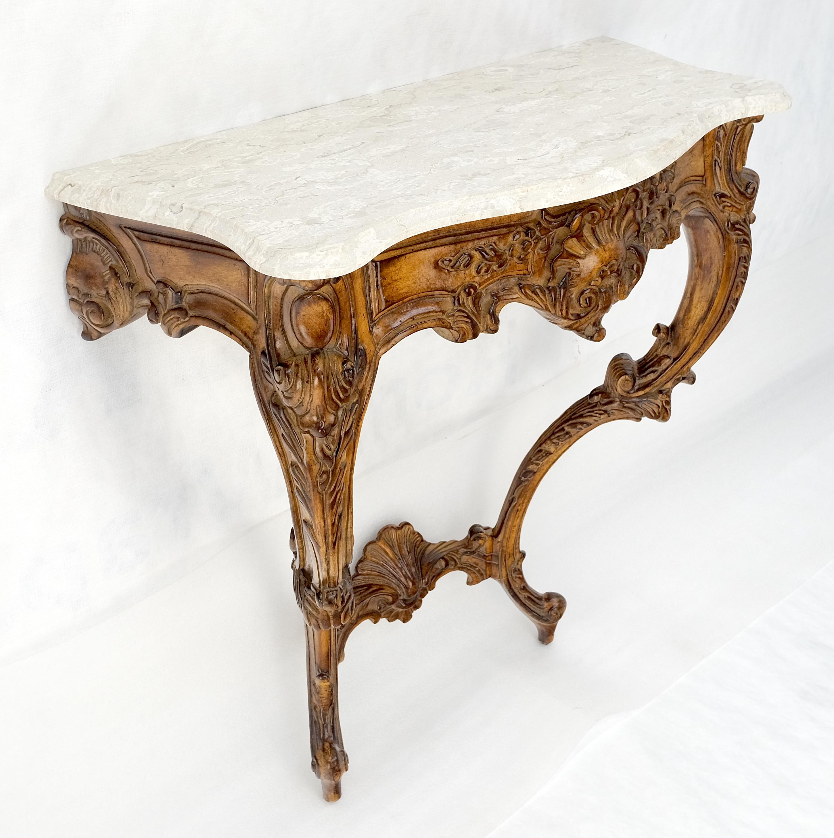 Very Fine Carved Beige Marble Top Italian Console Hall Table MINT! For Sale 3