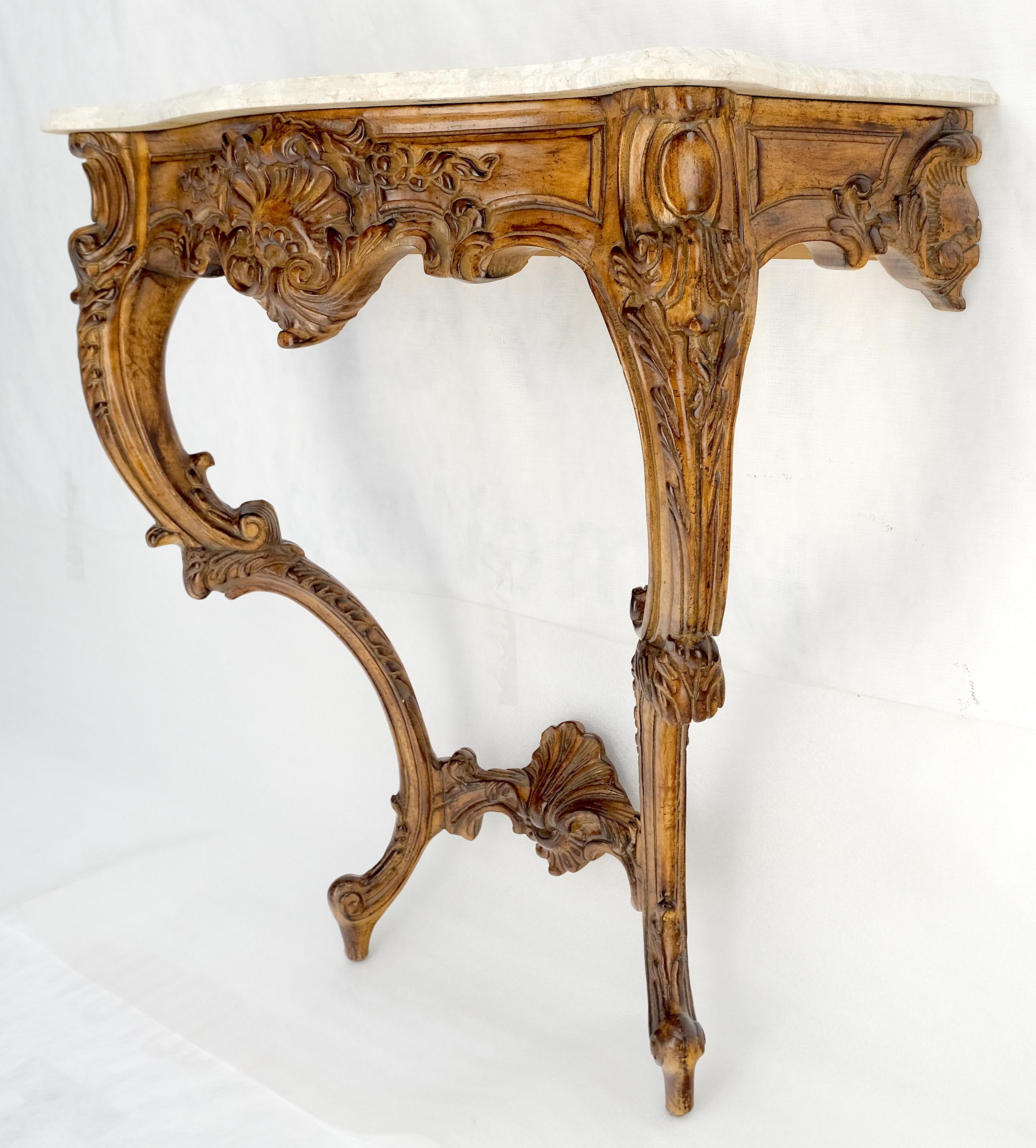 Very Fine Carved Beige Marble Top Italian Console Hall Table MINT! For Sale 4