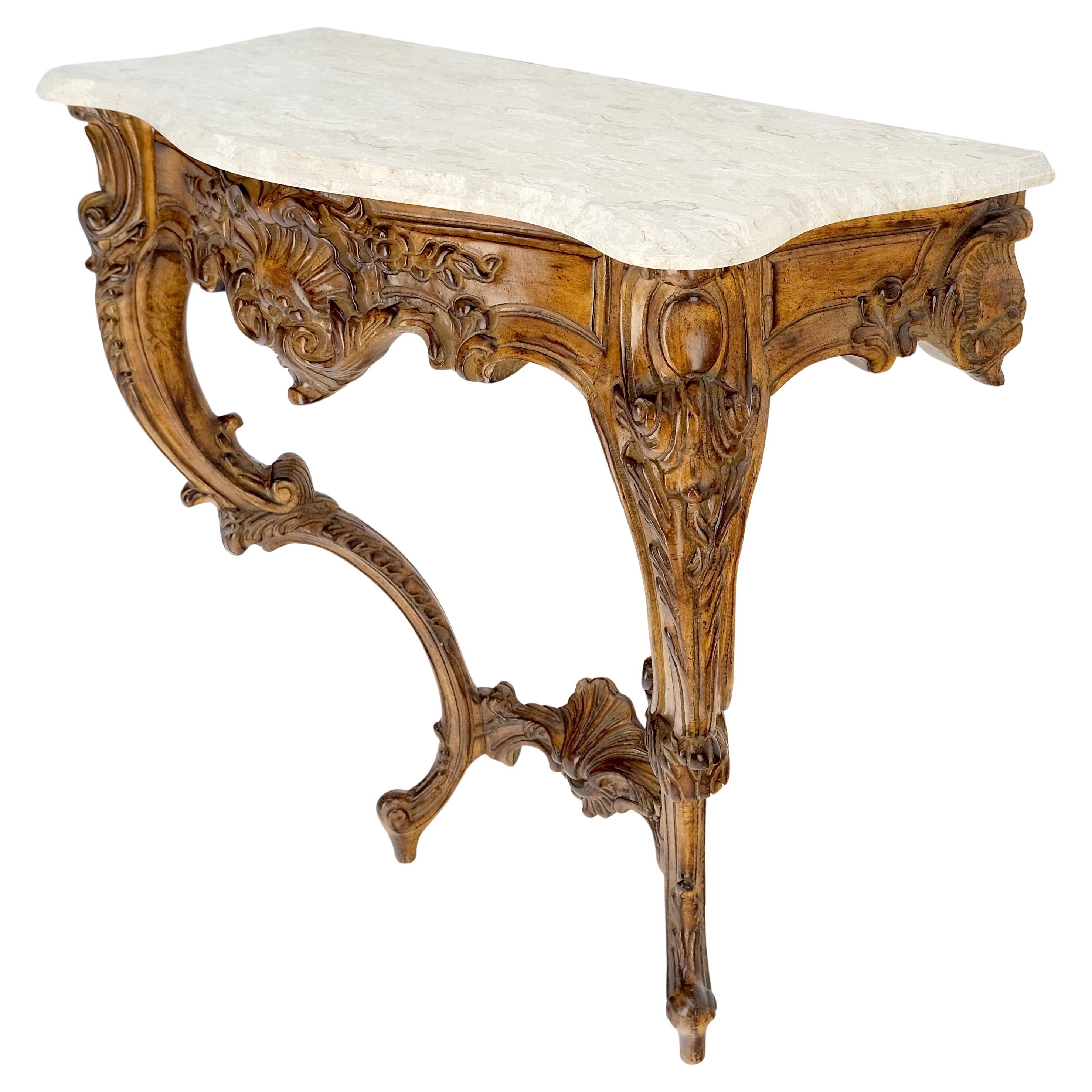 Very Fine Carved Beige Marble Top Italian Console Hall Table MINT!