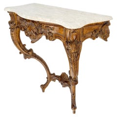 Very Fine Carved Beige Marble Top Italian Console Hall Table MINT!