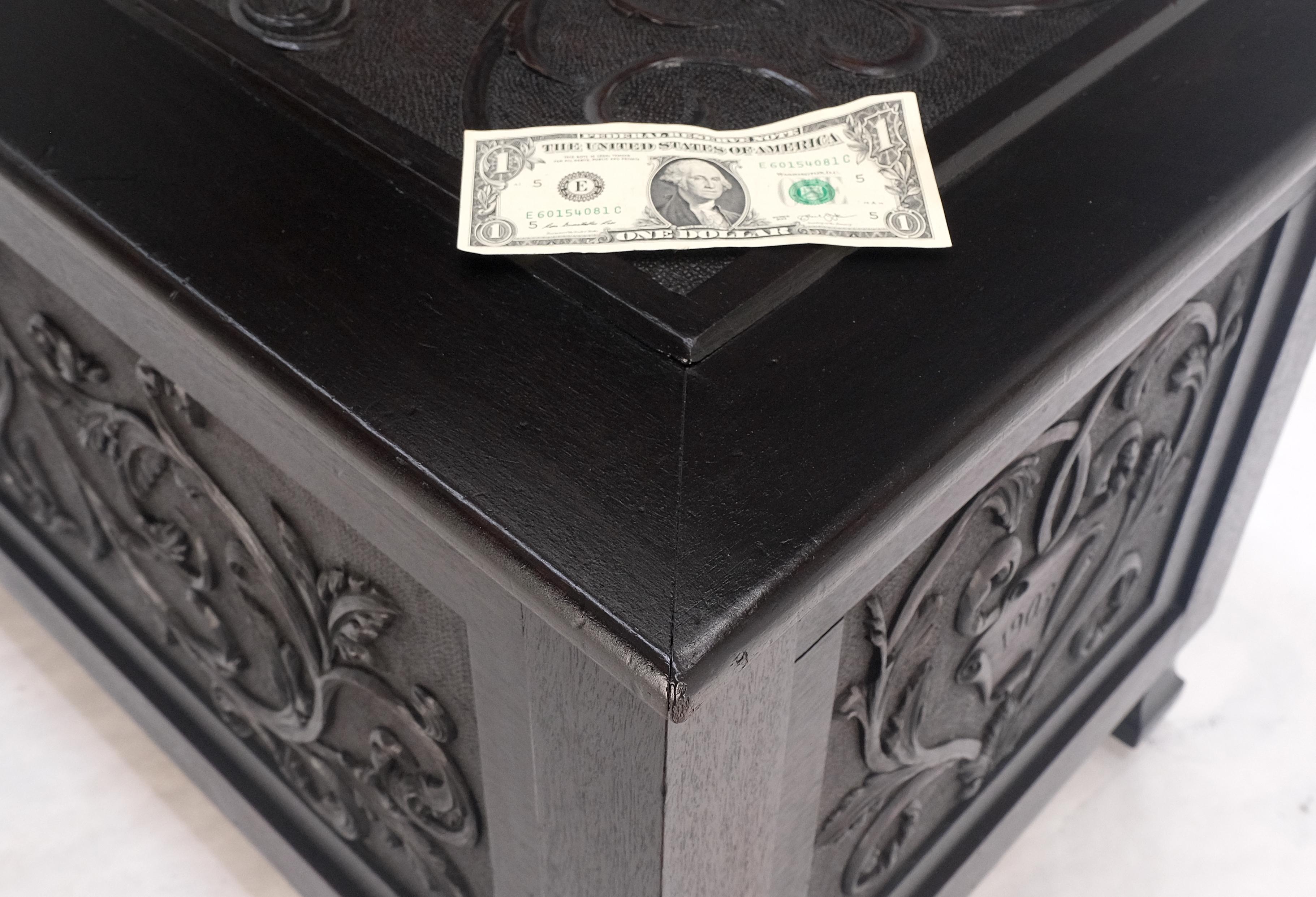 Very Fine Carved Ebonized Mahogany Trunk Hope Chest Dated 1903 Super Clean MINT! For Sale 13