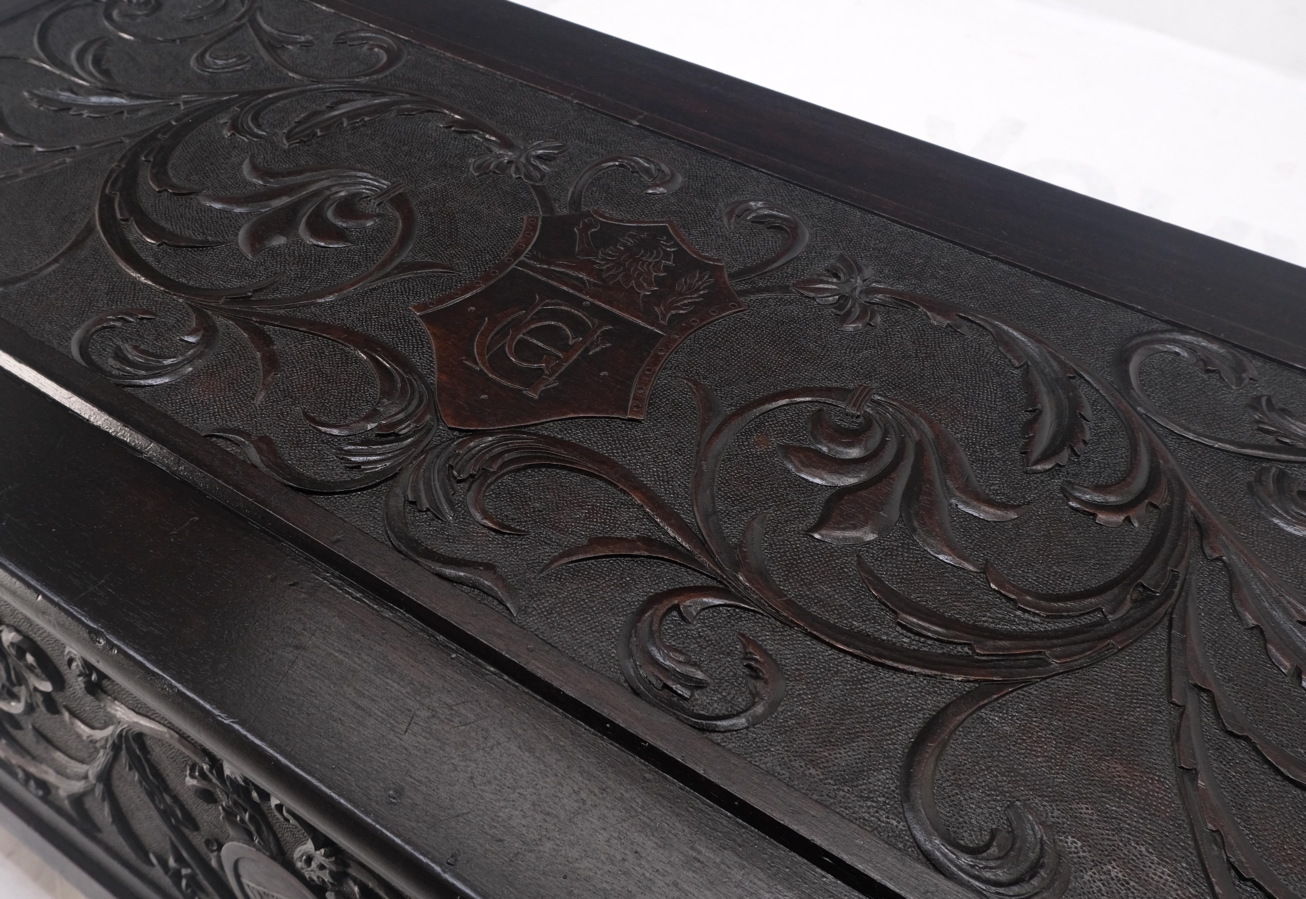 American Very Fine Carved Ebonized Mahogany Trunk Hope Chest Dated 1903 Super Clean MINT! For Sale