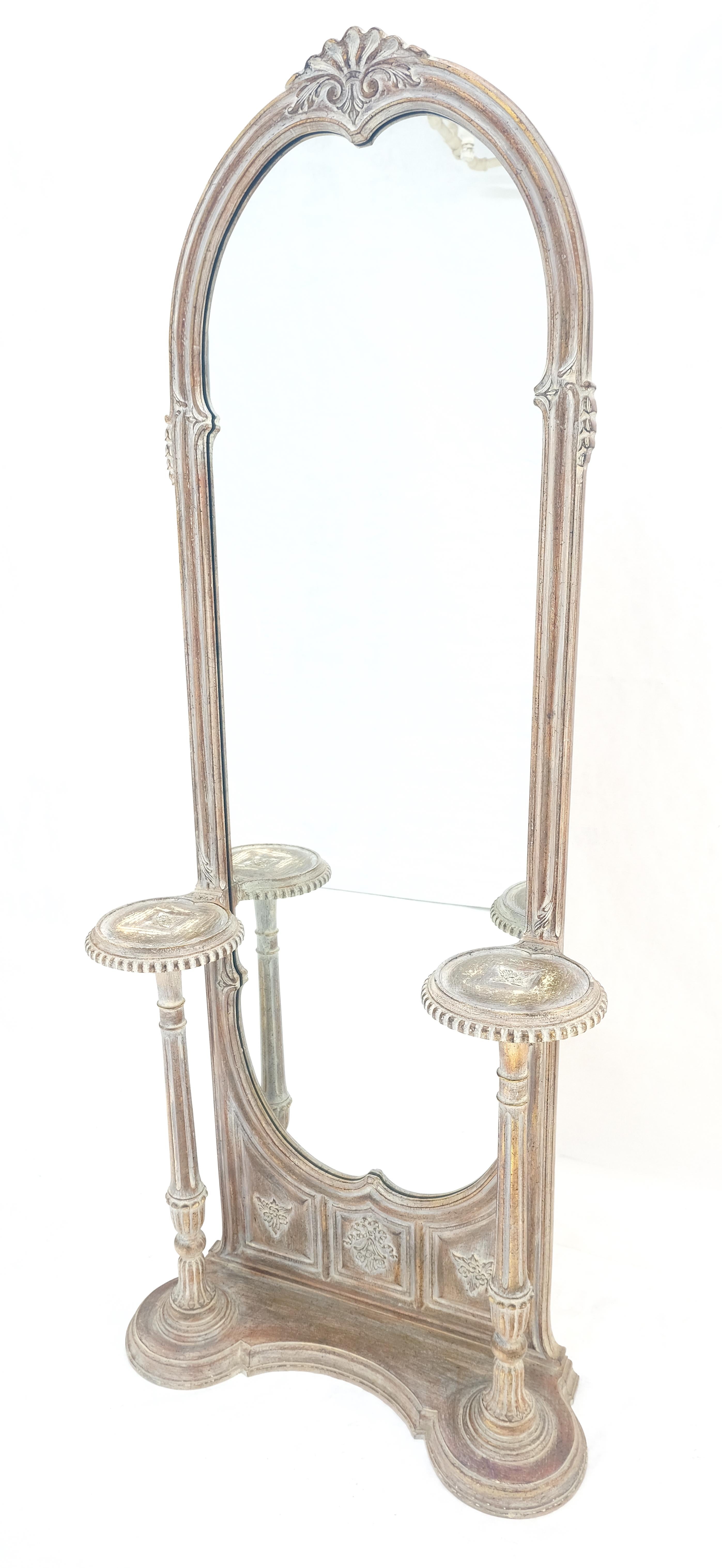 Très beau miroir de quai en bois sculpté et doré avec piédestaux intégrés, porte-fleurs MINT ! en vente 1
