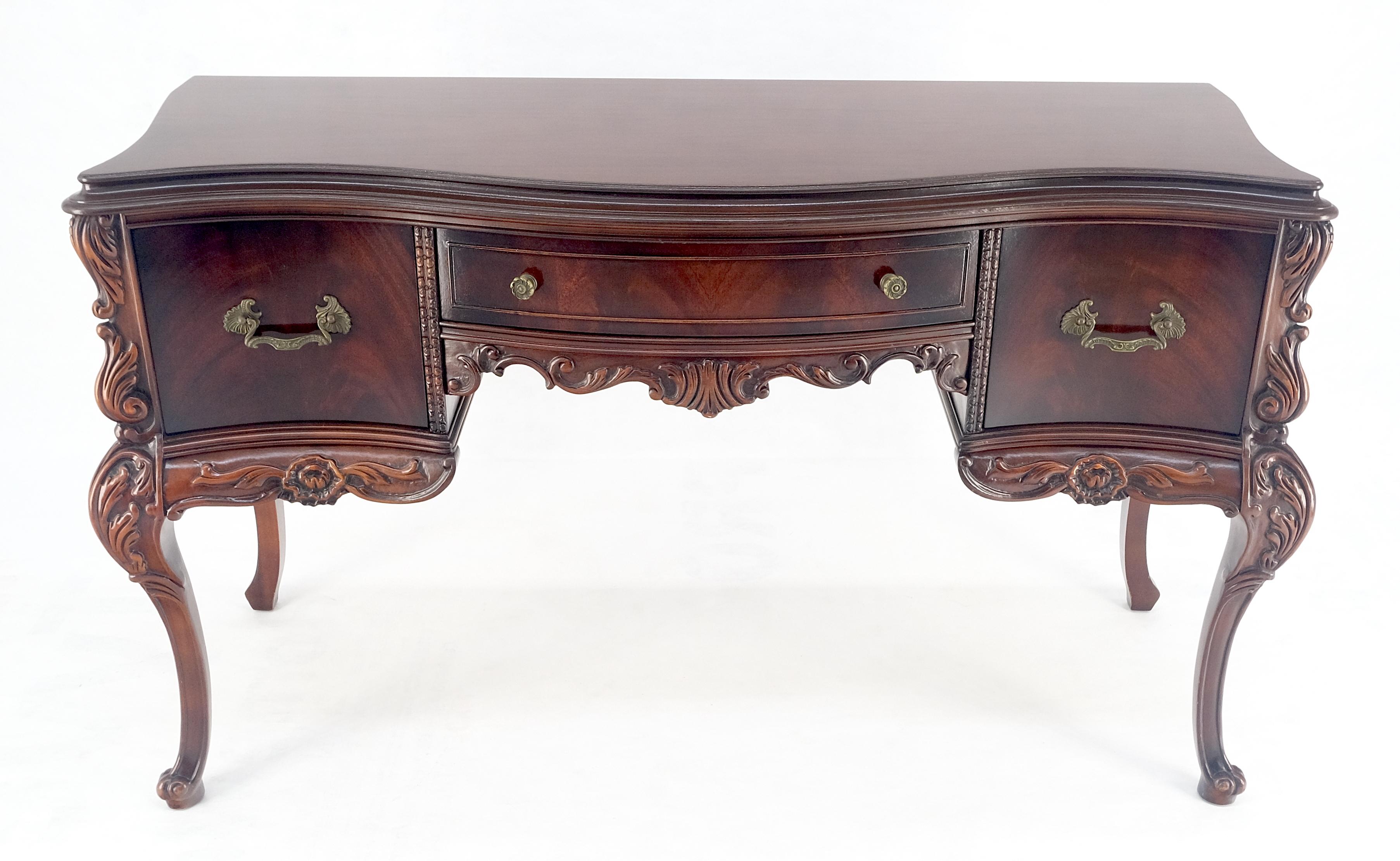 Very Fine Carved Mahogany 3 drawers c1940s Vanity Console Table Writing Desk
