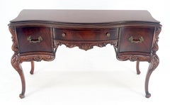 Very Fine Carved Mahogany 3 drawers c1940s Vanity Console Table Writing Desk
