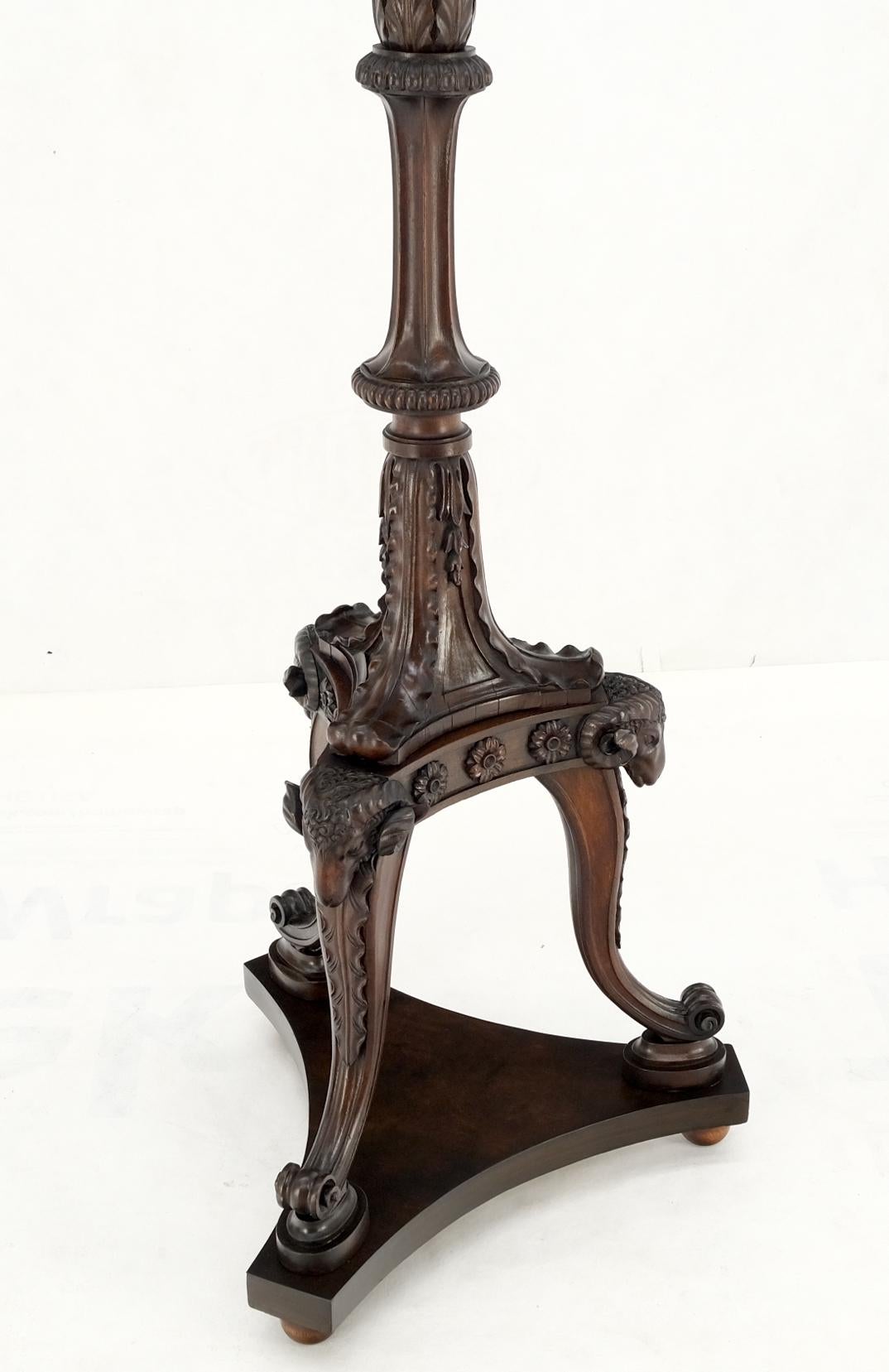 Very Fine Carved Mahogany Rams Heads Floor lamp Base Gold Leaf Leafs Horner Attr For Sale 11