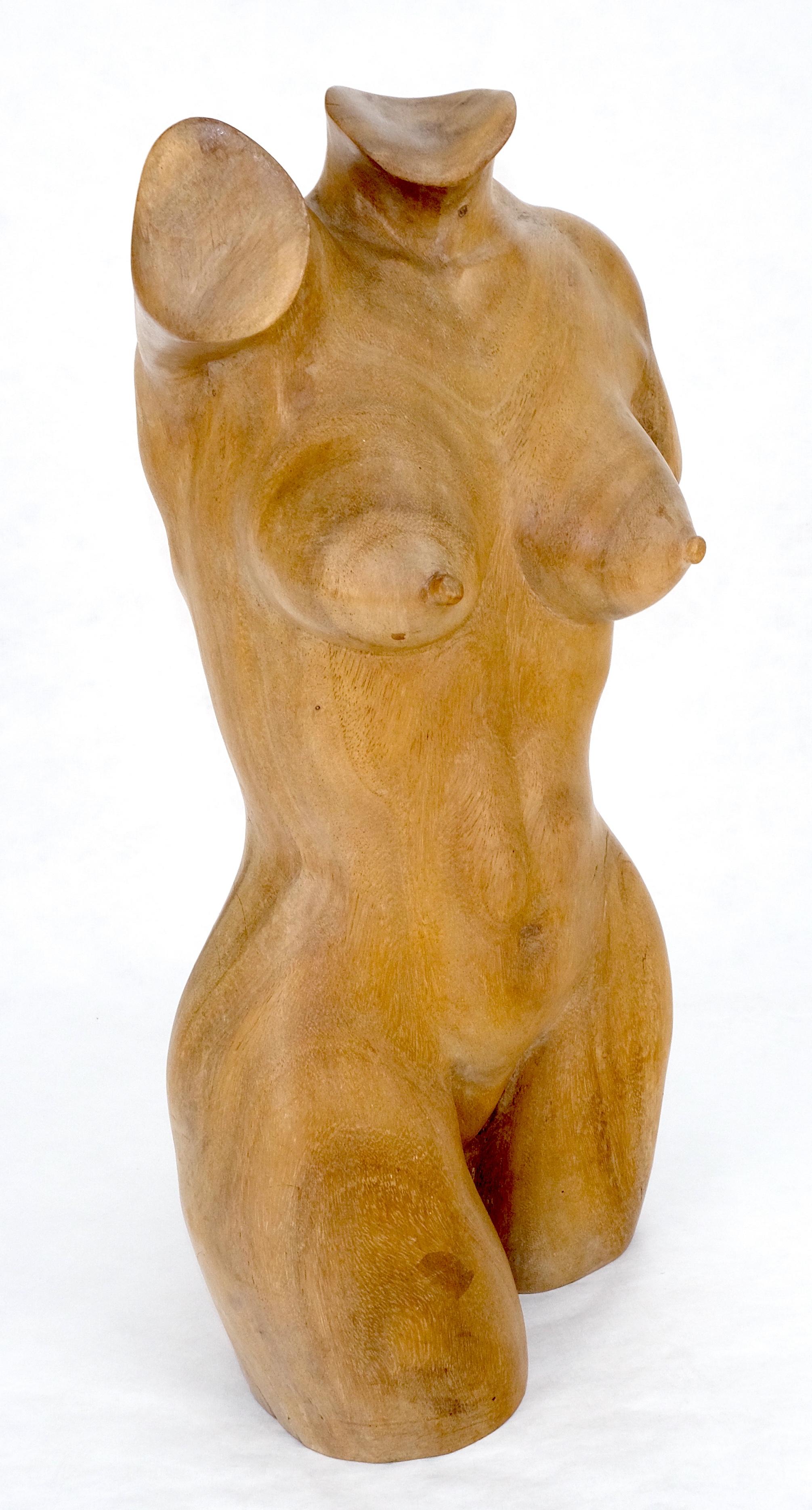 Scultura in legno di mango oliato molto fine di un busto femminile nudo MINT in vendita 2