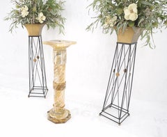 Very Fine Carved Onyx Marble Stone Twisted Rope Style Large Pedestal Mint!