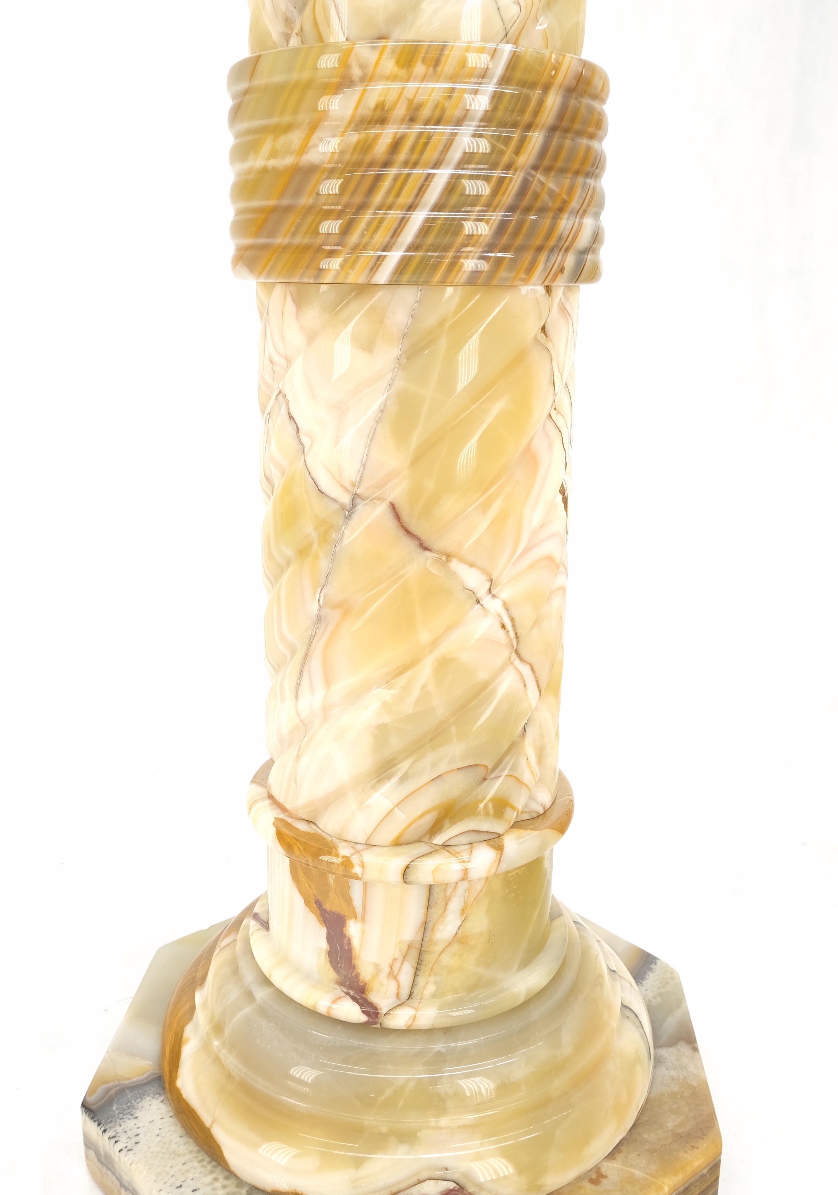 Very Fine Carved Onyx Marble Stone Twisted Rope Style Large Pedestal Mint! For Sale 3