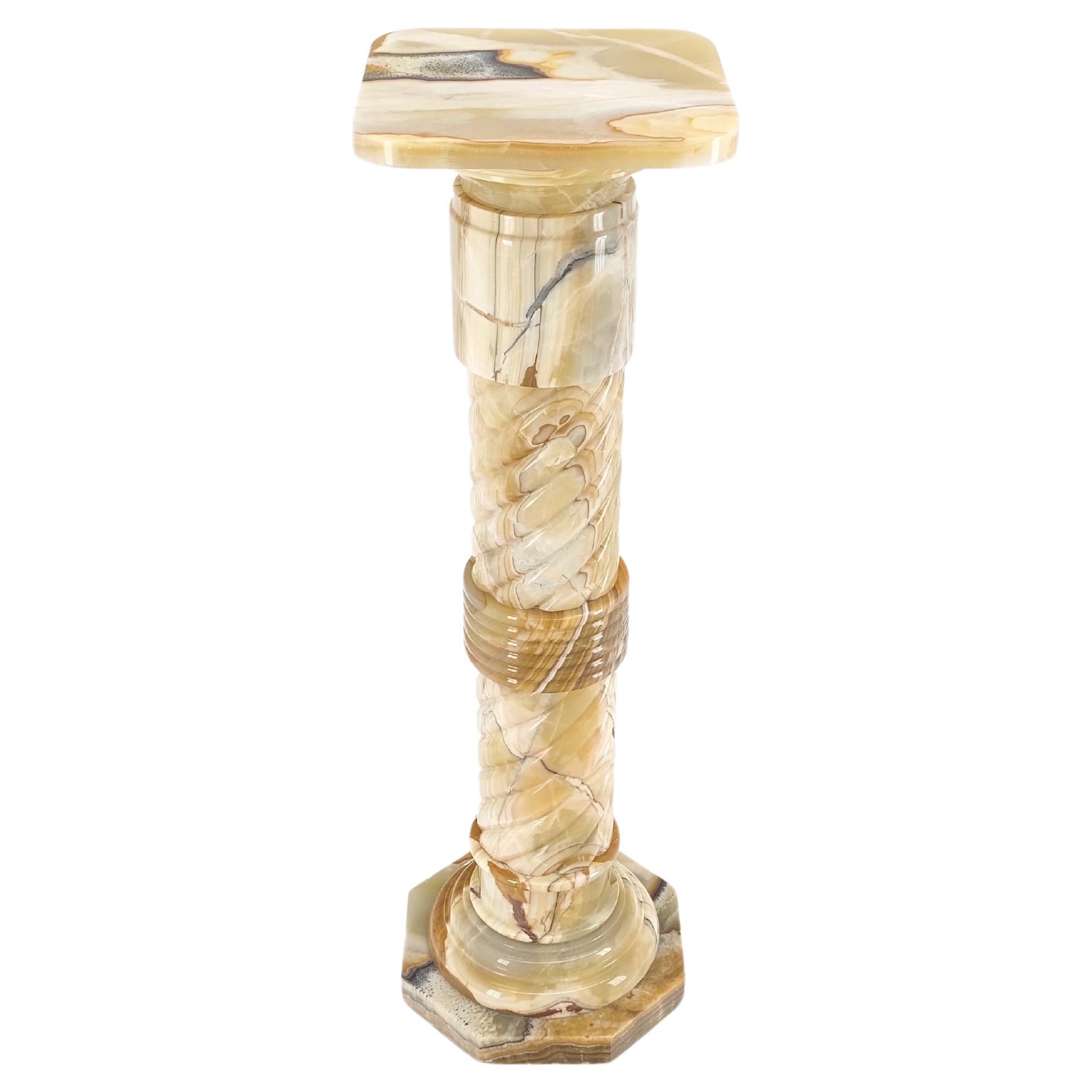 Very Fine Carved Onyx Marble Stone Twisted Rope Style Large Pedestal Mint! For Sale
