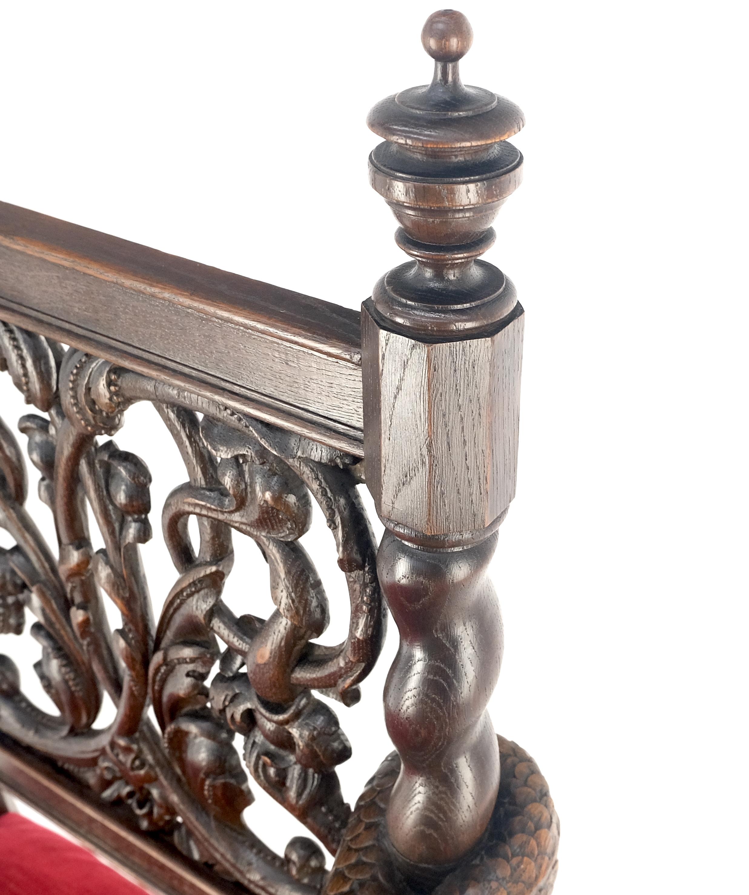 Very Fine Carved Snakes Arms Twisted Legs Finials Antique Gothic  Arm Chair MINT!