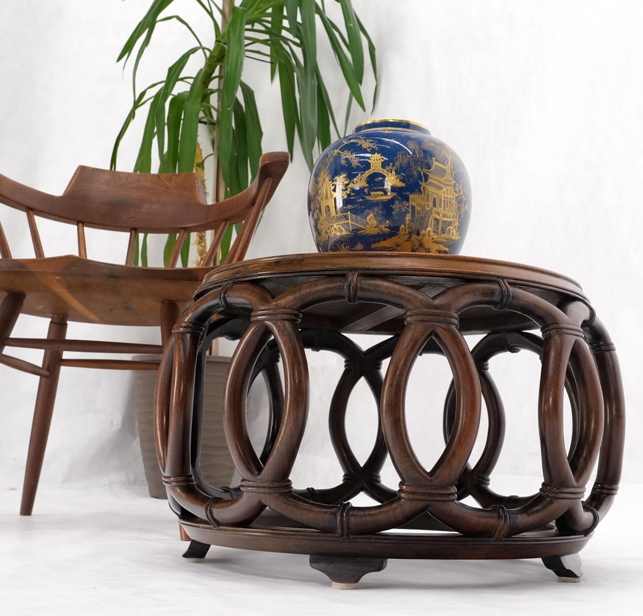 Decorative c.1970's extremely fine carved round solid mahogany coffee side occasional table.