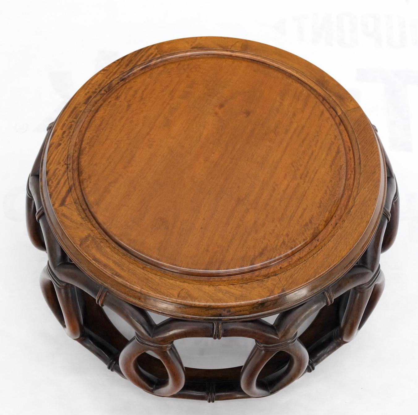 Mid-Century Modern Very Fine Carved Solid Mahogany Round Occasional Coffee Side Center Table For Sale