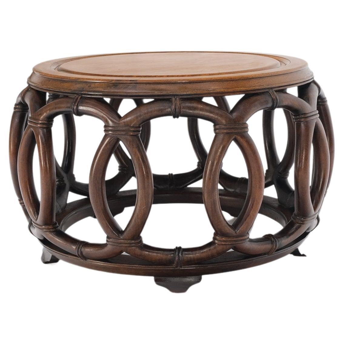 Very Fine Carved Solid Mahogany Round Occasional Coffee Side Center Table For Sale